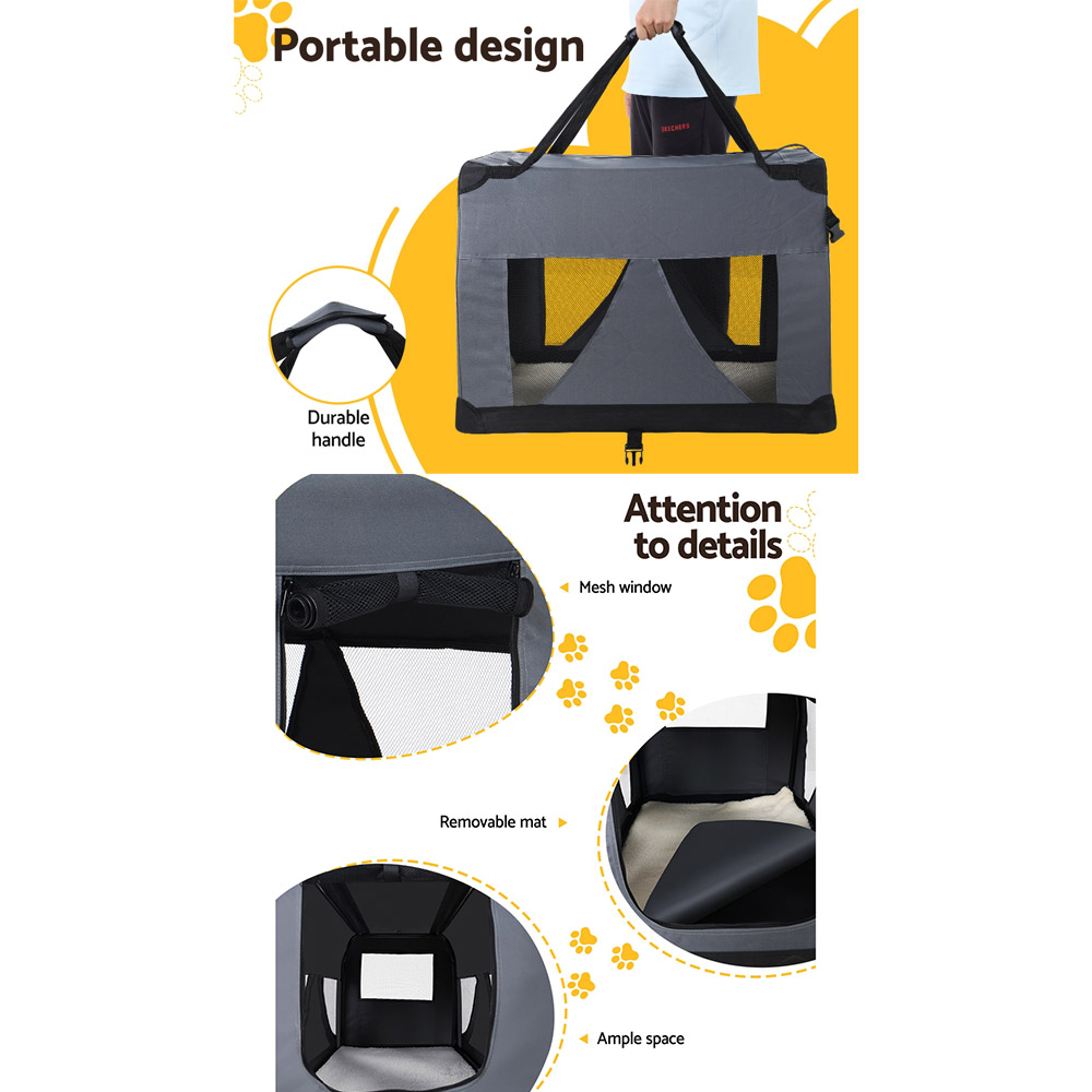 i.Pet Pet Carrier Soft Crate Dog Cat Travel 60x42CM Portable Foldable Car M โ image 6