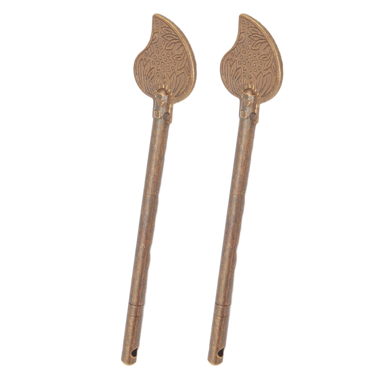 2 Pcs Door Latch Locking Pin 11cm Leaf Shape Retro Style Brass Cabinet Key Latch Bolt Locking Pin โ image 2