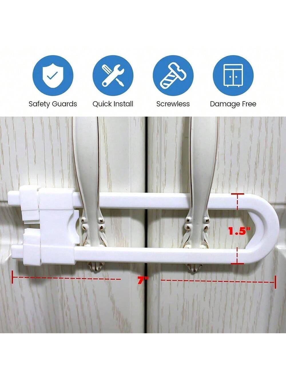 8Pcs Safety Drawer Latches, Multi-Purpose Cabinet Lock for Fridge & Cupboards, Anti-Pinch Hand Protective Locking Buckle — image 5