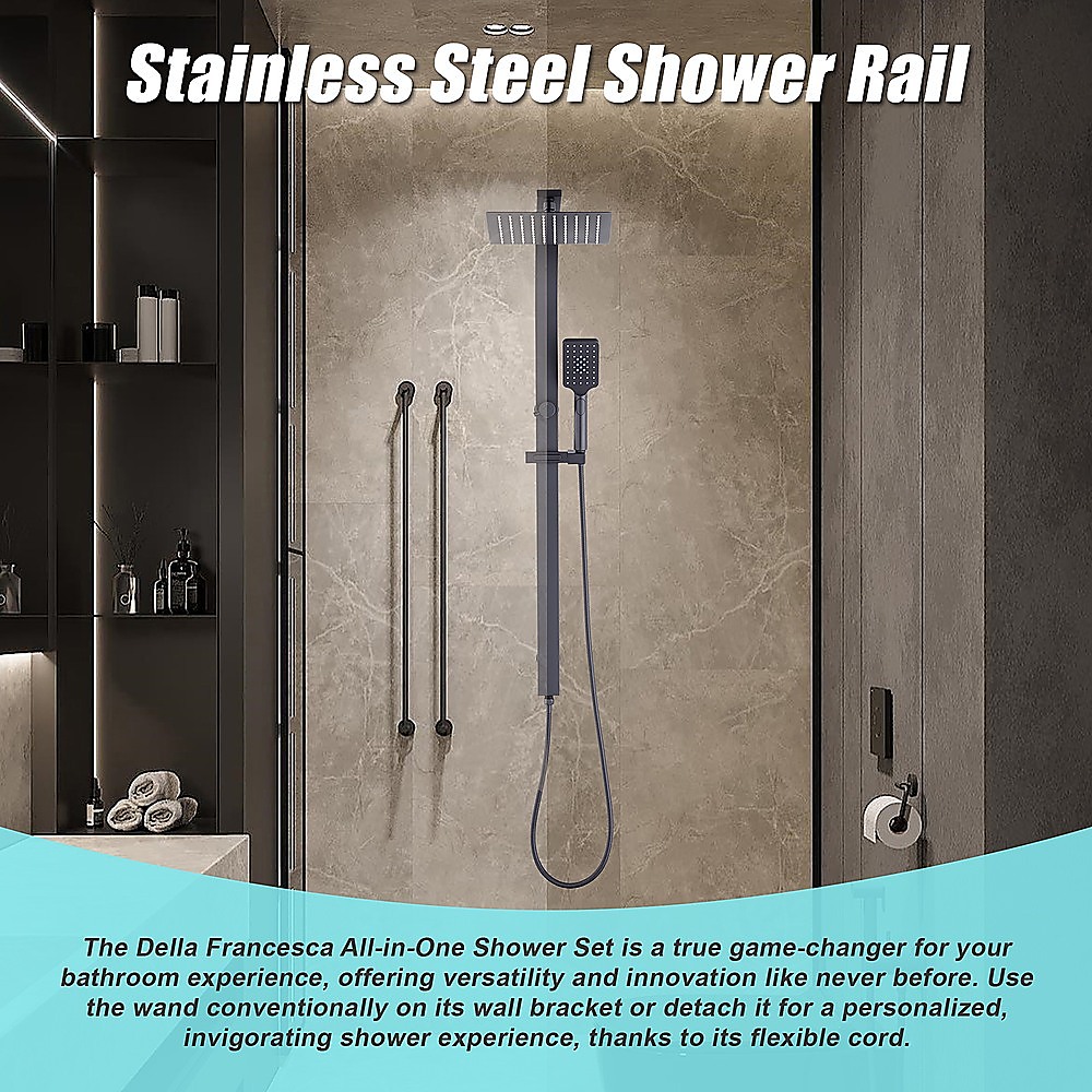 WELS 10" Rain Shower Head Set Square Dual Heads High Pressure with Handheld in Black โ image 6