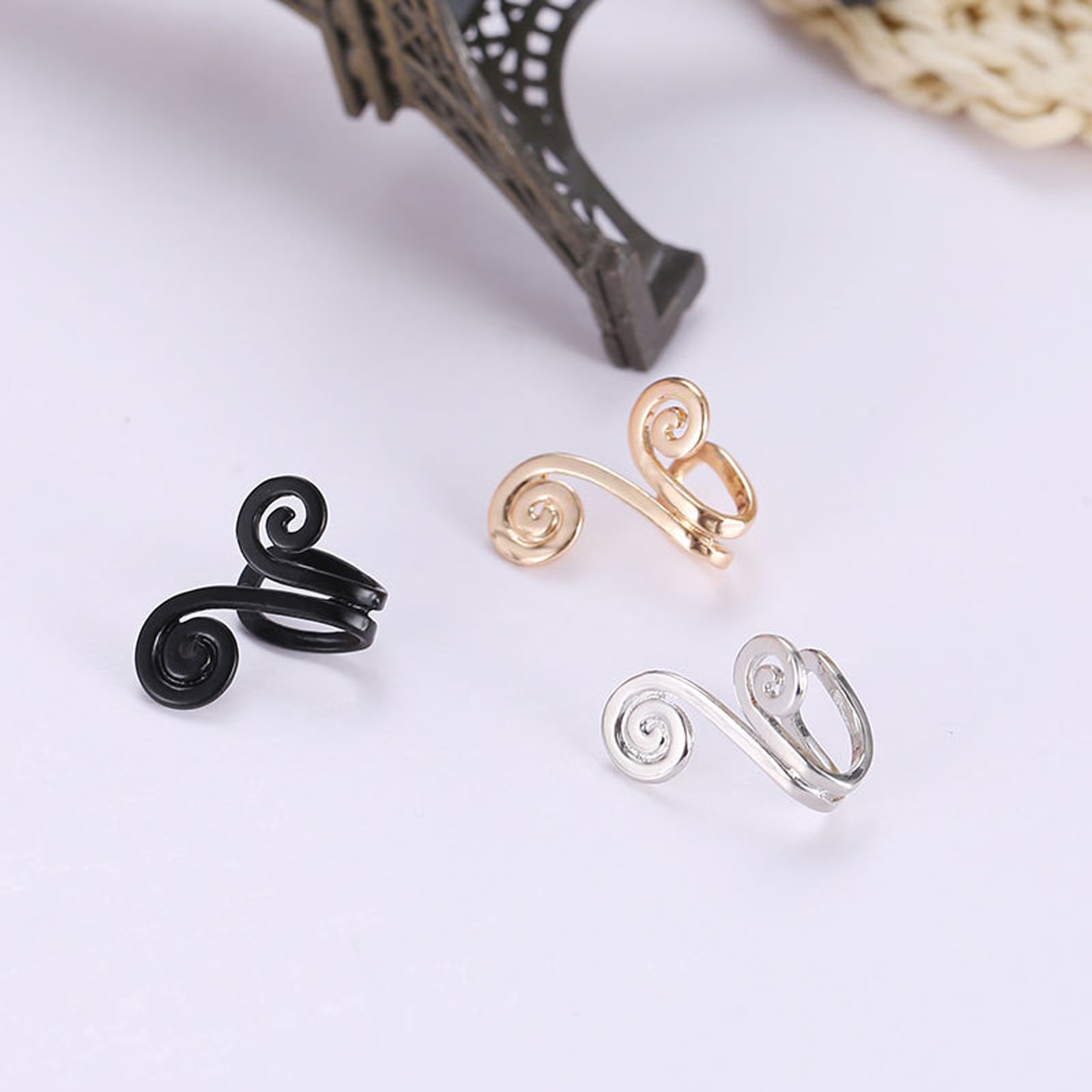 3 Pair Ear Ornament,Acupressure Earrings,Non Pierced Ears Earrings for Acupressure,Earrings (Black+Gold+Sliver) โ image 2