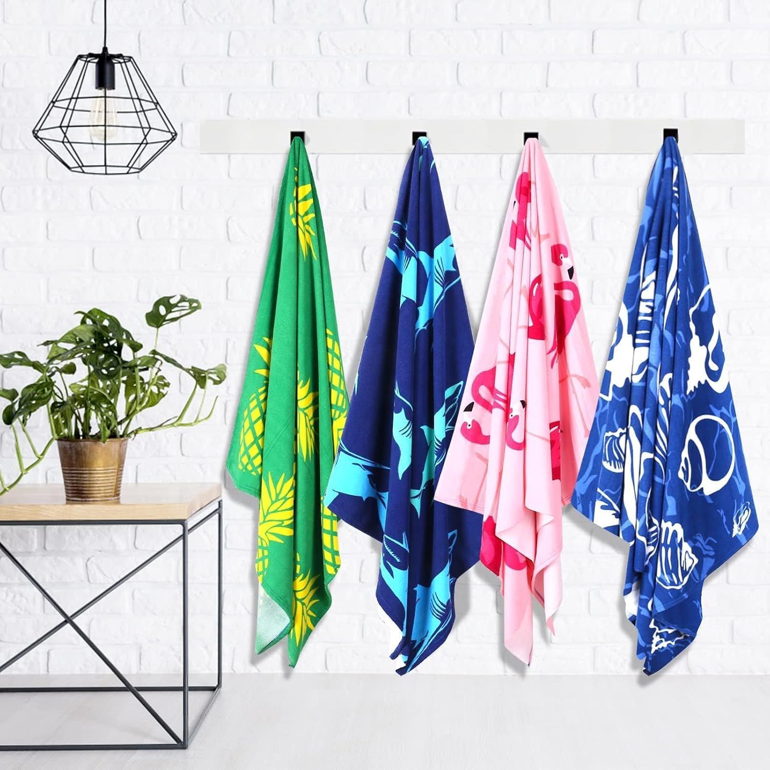 4 Pack Oversized Thin Beach Towels, Quick-Dry Swim and Travel Towels for Adults, Poolside, Camping and Lounge Chairs, Assorted Prints, 152 × 183 cm — image 4