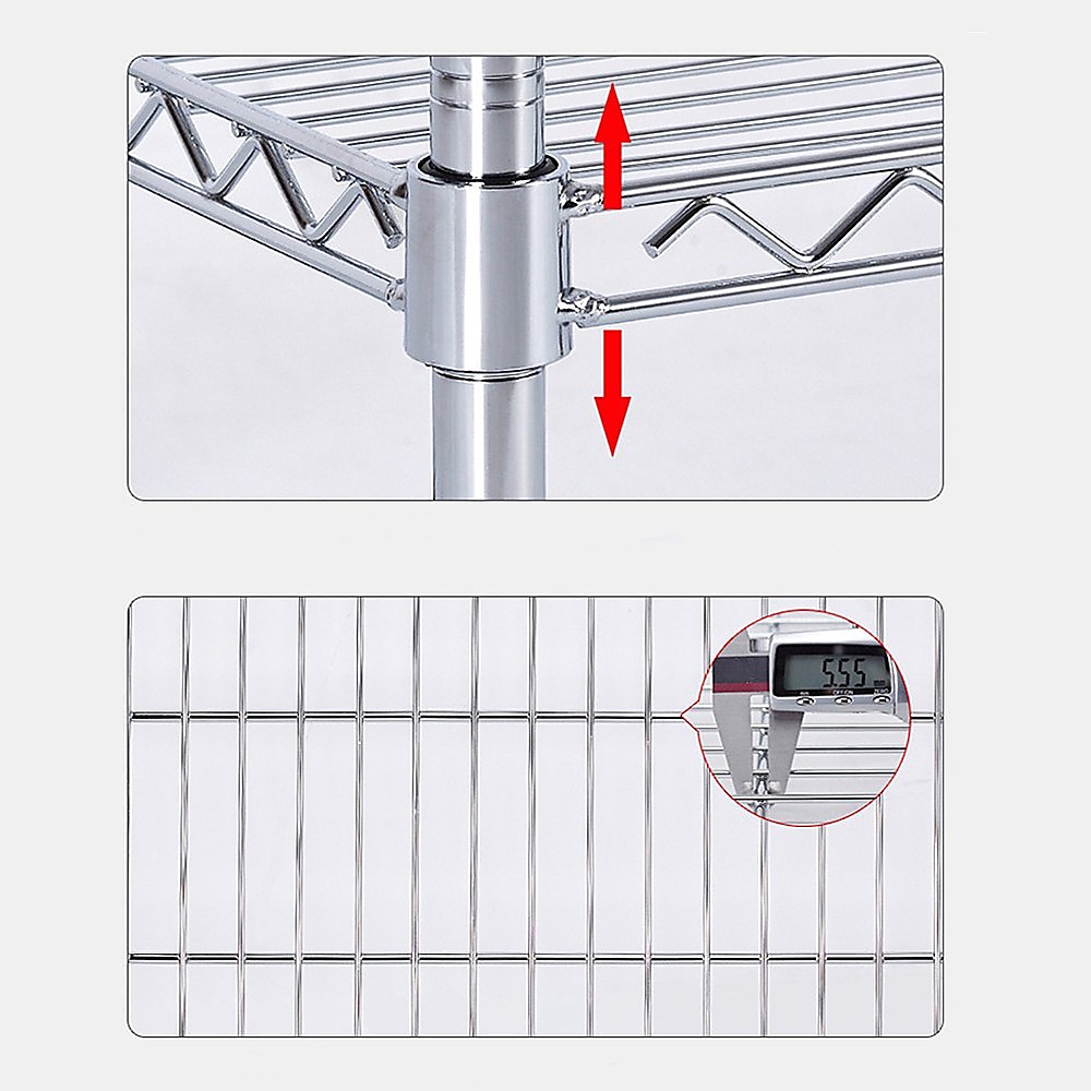 Modular Wire Storage 90x35cm Steel Shelving Chrome With Fixed Legs For Garage Warehouse Or Kitchen Organisation โ image 6