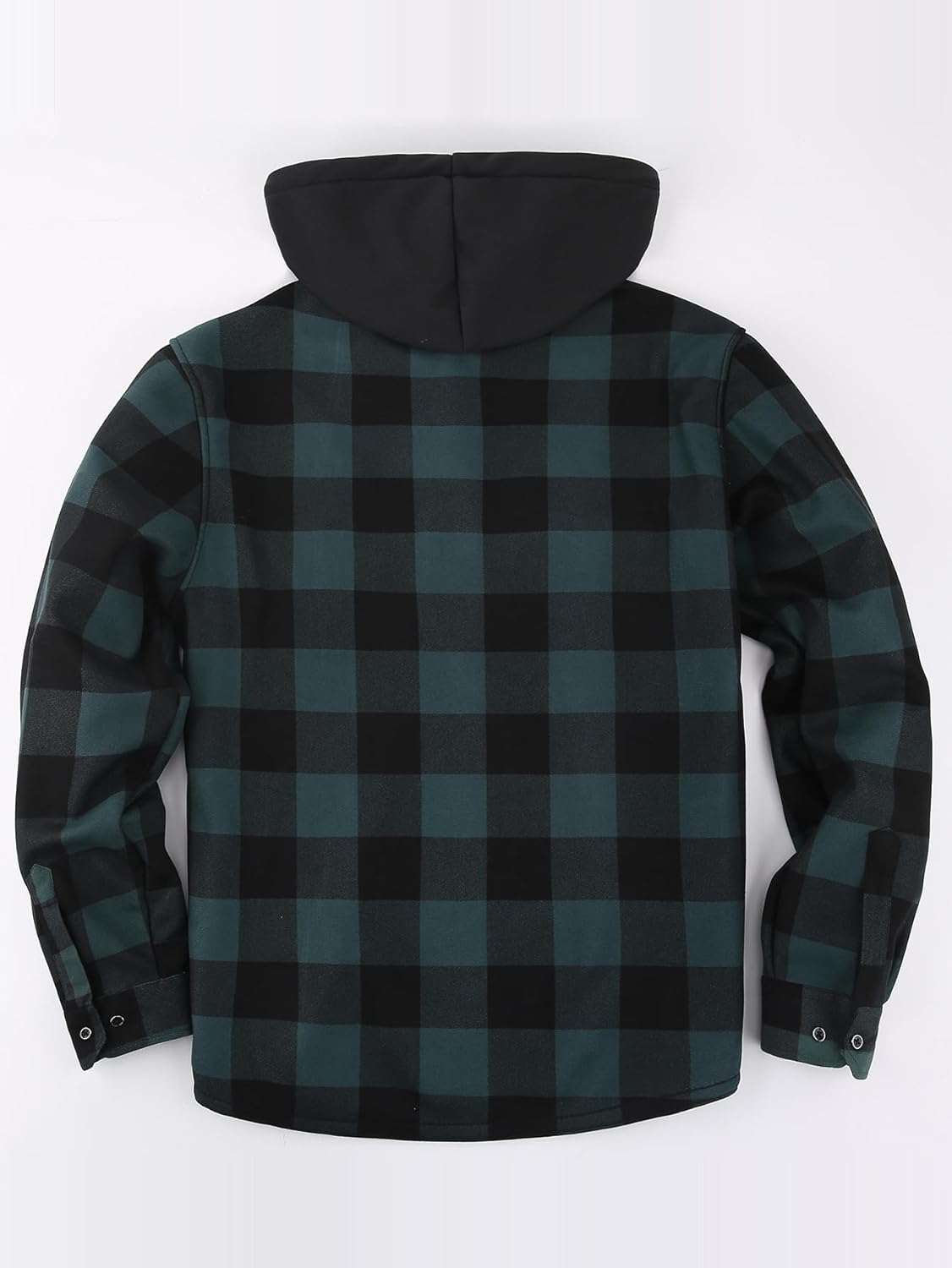 Men's Plaid Shirt Padded Warm Lined Plaid Shirts Men's Casual Plaid Shirt with Pockets Men's Hooded Plaid Jacket Green XL — image 2