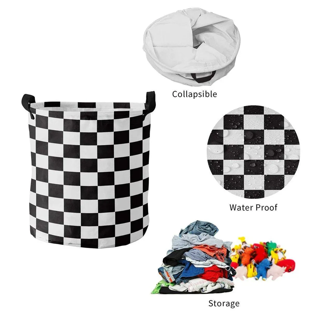 Foldable Laundry Basket Dirty Clothes Hamper Toy Storage Organizer Storage Bin - English Letters — image 5