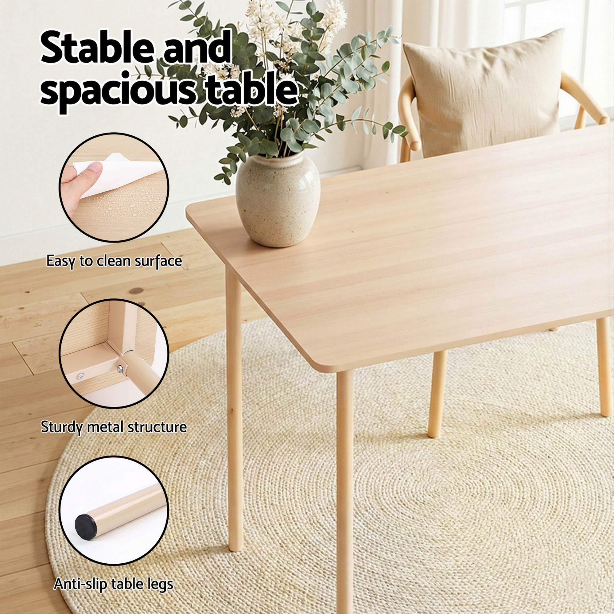 Artiss Dining Table and Chairs Set of 5 Compact Kitchen Furniture Natural Beige โ image 6