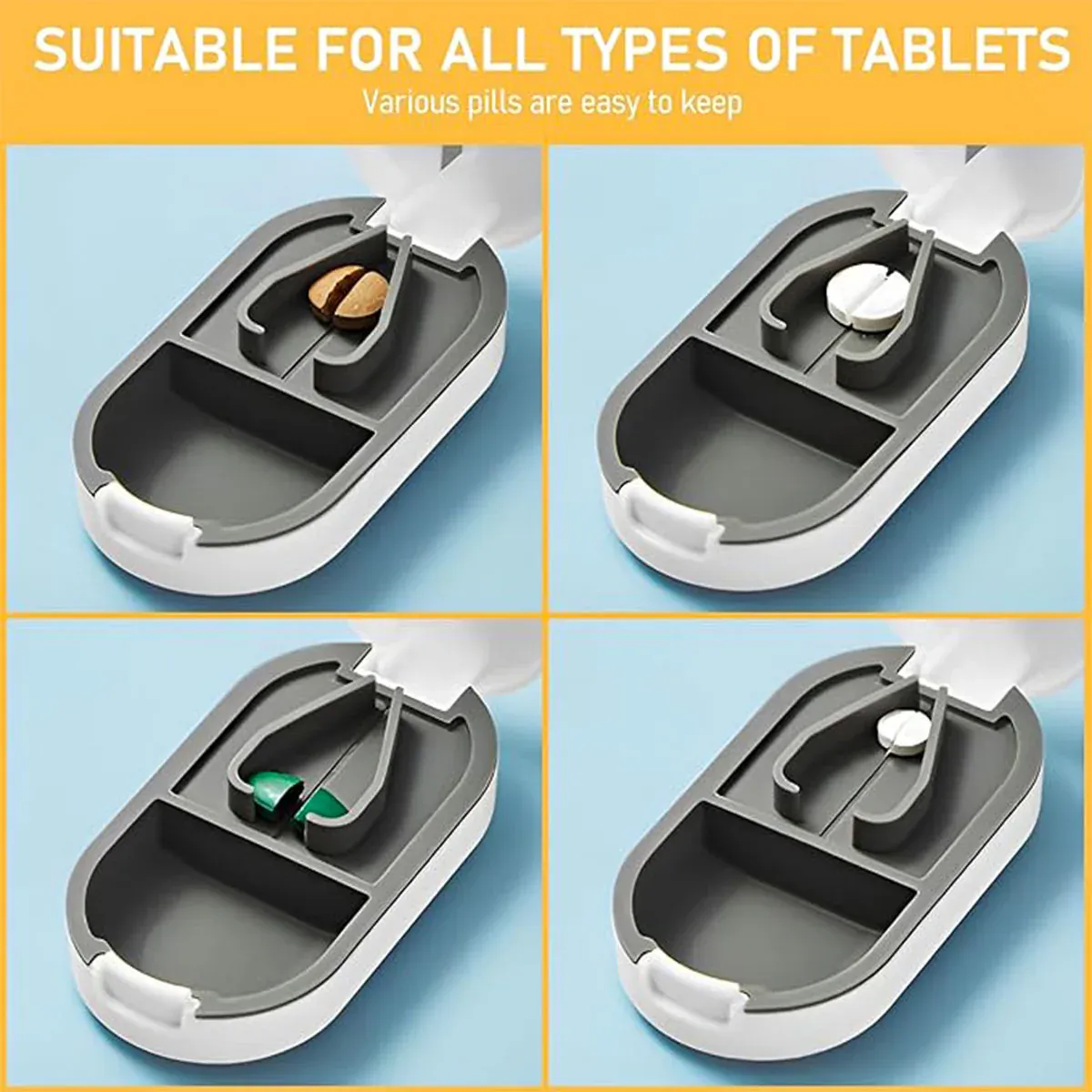 3PCS Tablet Cutter Pill Splitter Portable Medicine Box Pill Organizer Divider - Yellow — image 6