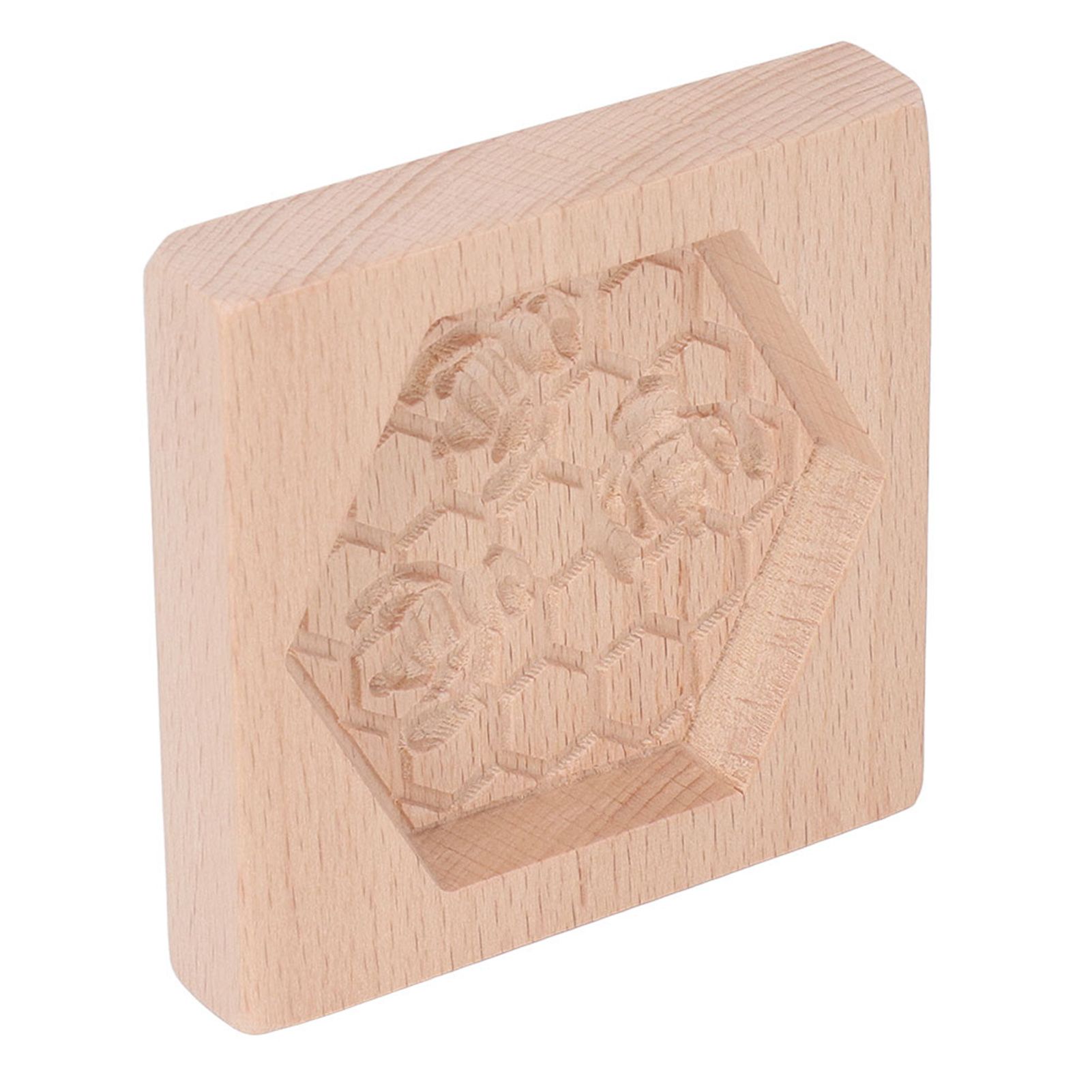 Wooden Cookie Mould Beechwood Reusable Washable Biscuit Press Stamp Mold for Kitchen Baking Bee — image 3