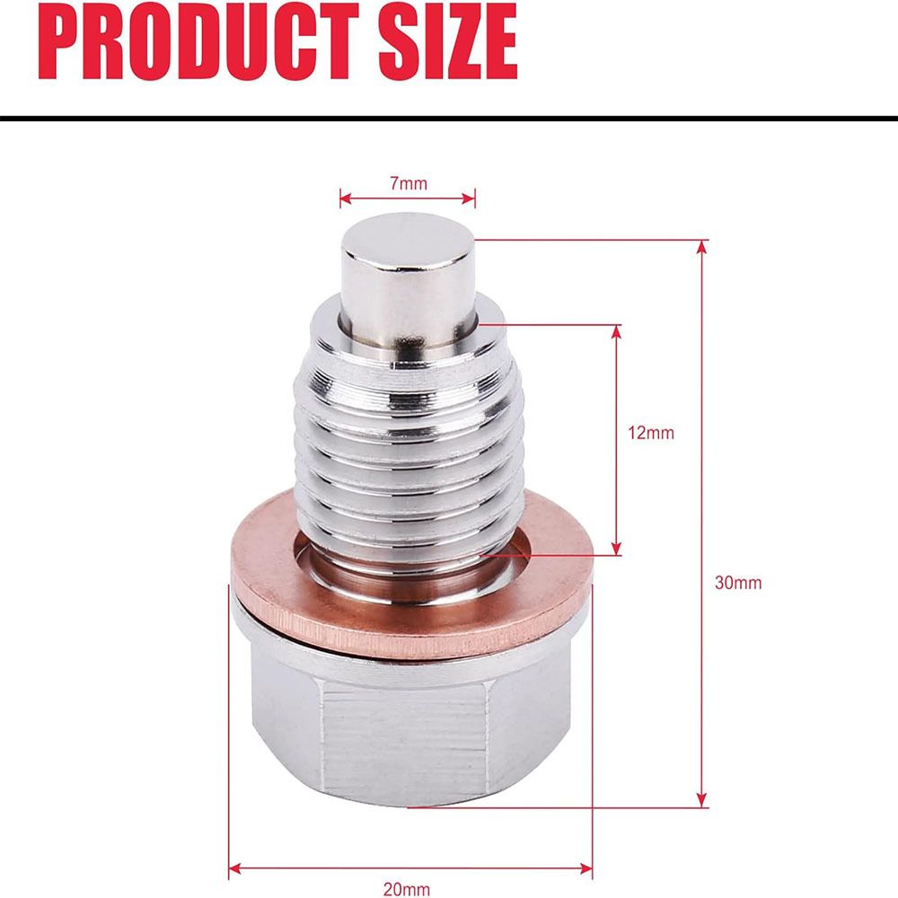 M16 x1.5 Magnetic Oil Drain Plug Stainless Steel Oil Pan Drain Bolt Replacement, Mini 1pcs Crush Washer Gaskets Replacement โ image 2