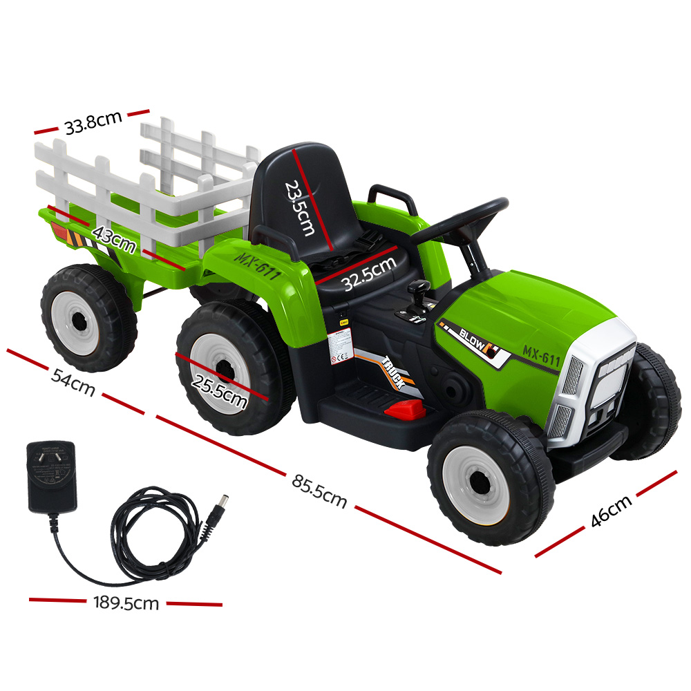 Electric Ride On Car Rigo Kids Ride On Cars Tractor Toy 12V Green โ image 2