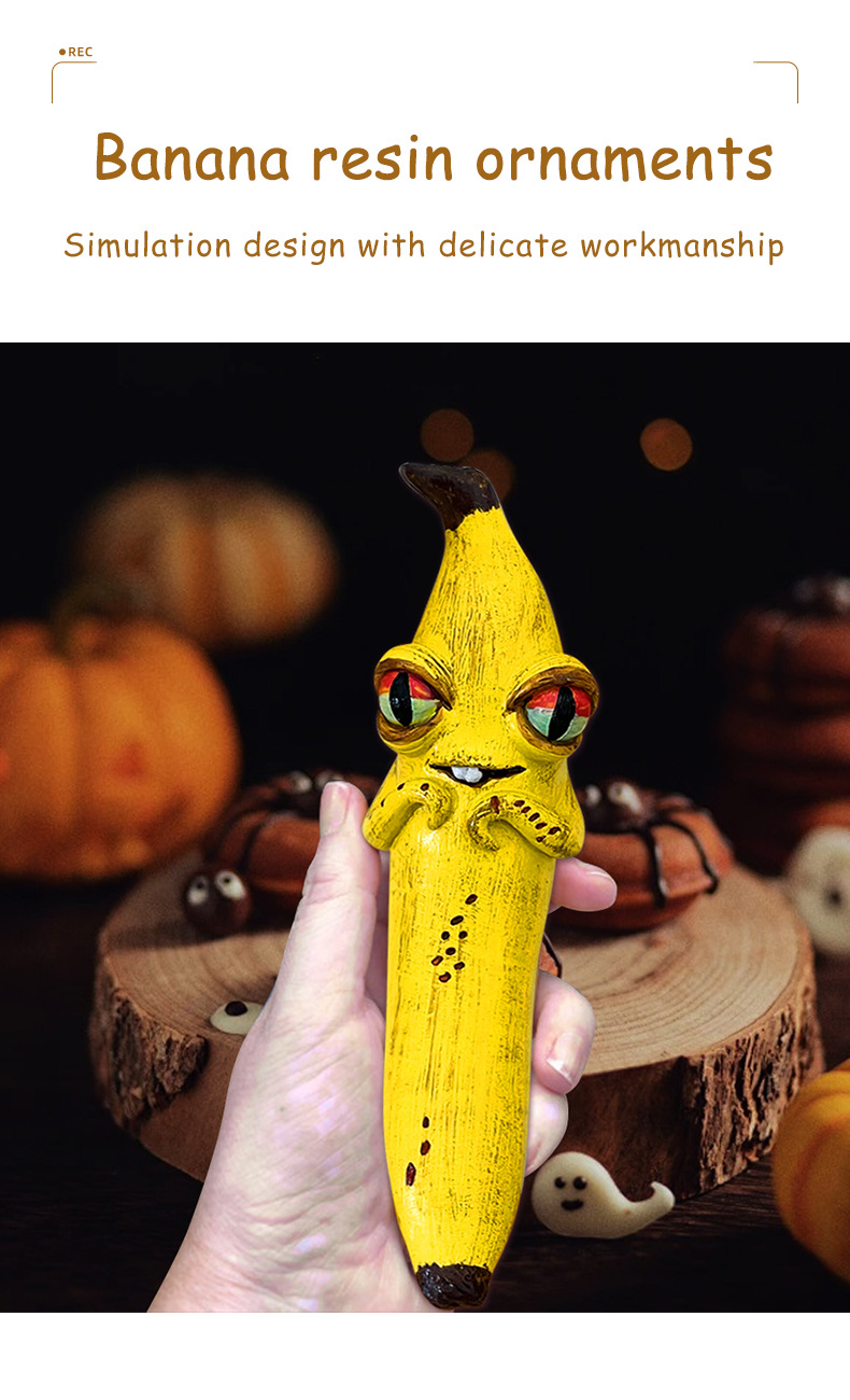 3 Pcs (Style 1+Style 2+Style 3) Yellow Whimsical Magic Banana Monster Figurine - Quirky Resin Art Decor for Home & Party — image 3