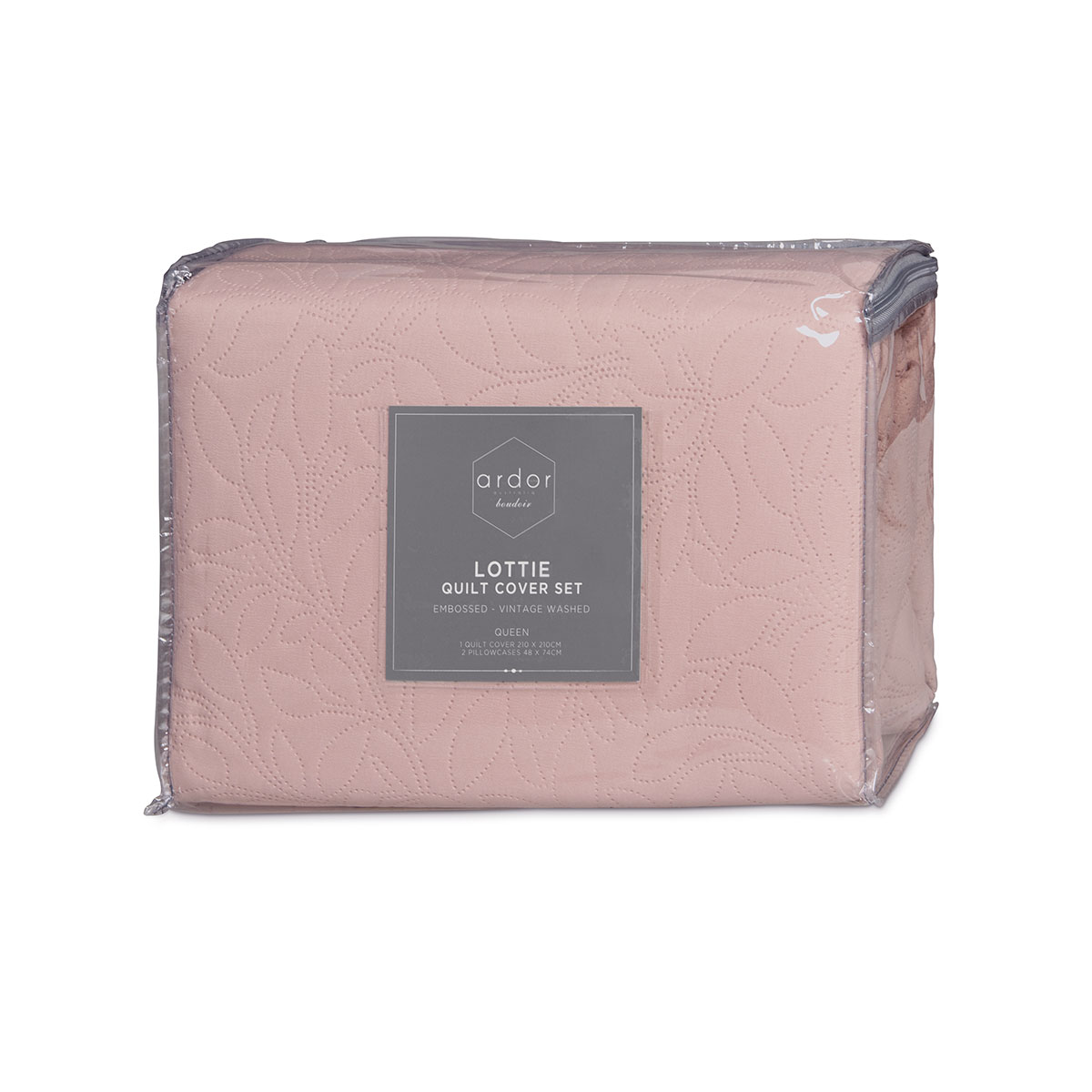 Ardor Lottie Blush Pinsonic Embossed Quilt Cover Set King — image 5