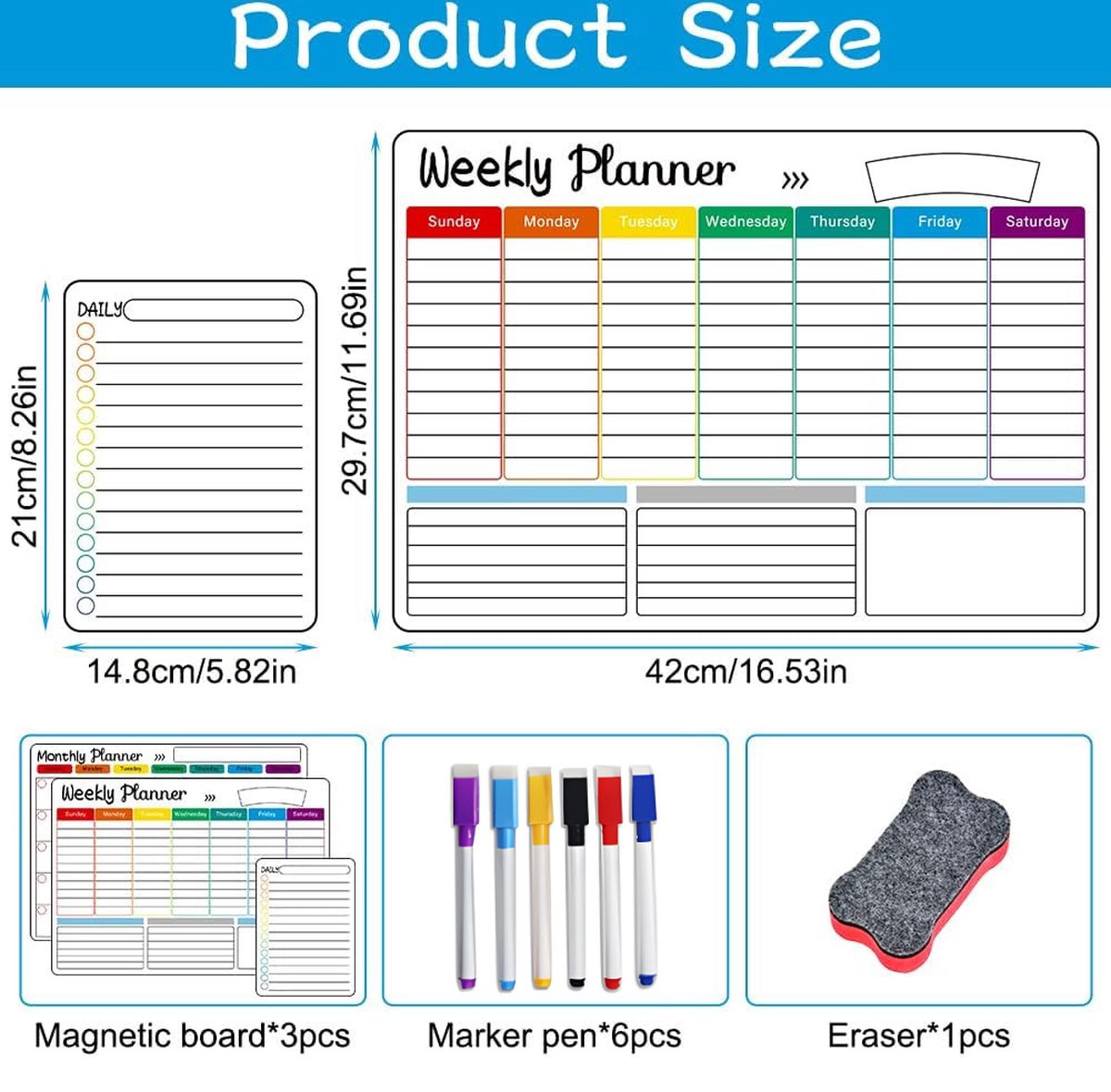 Monthly Planner & Weekly Planner Whiteboard Set - Magnetic Planning Board - Magnetic Monthly Planner - Magnetic Weekly Planner - Magnetic Board Including Day — image 5