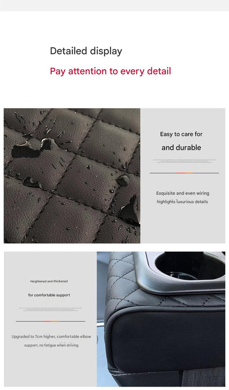 Black Auto Center Console Armrest Riser Pad with Dual Cup Holders - PU Leather โ image 3