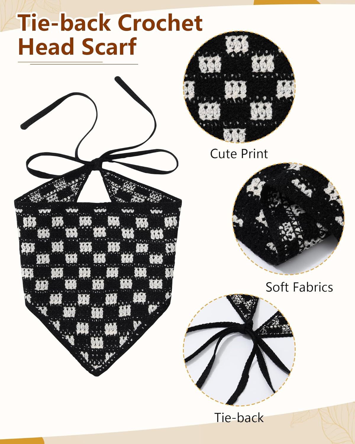 Crochet Head Scar Hair Bandanas Women Knit Bandana Headband Scar Tie-Back Head Coverings loral Headscar or Girls โ image 6