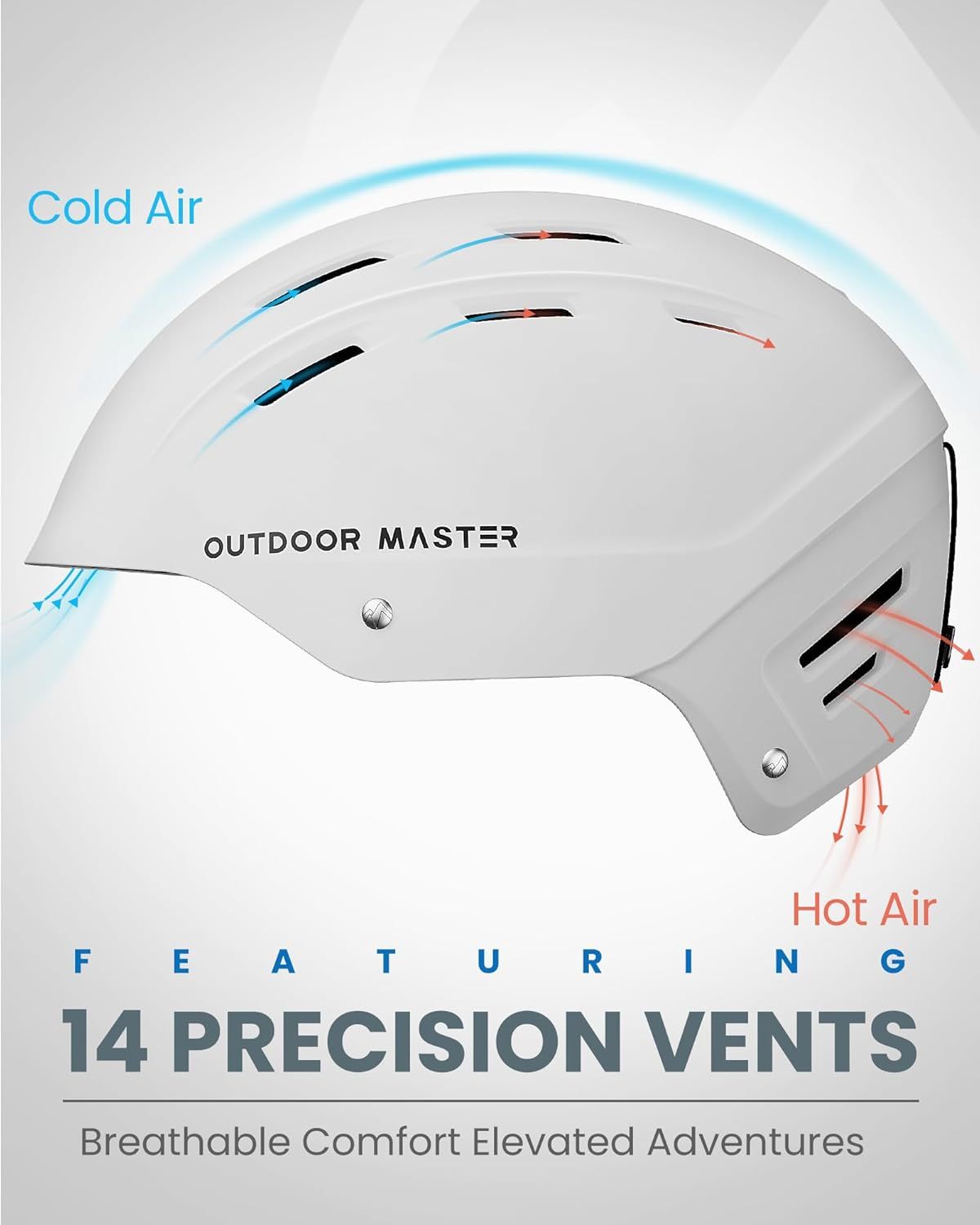 OutdoorMaster Kelvin II Ski Snow Sport Helmet | Adjustable Dial Fit Snowboard Helmet for Men Women & Youth,ASTM Certified,14 Vents-Matte White-L โ image 4