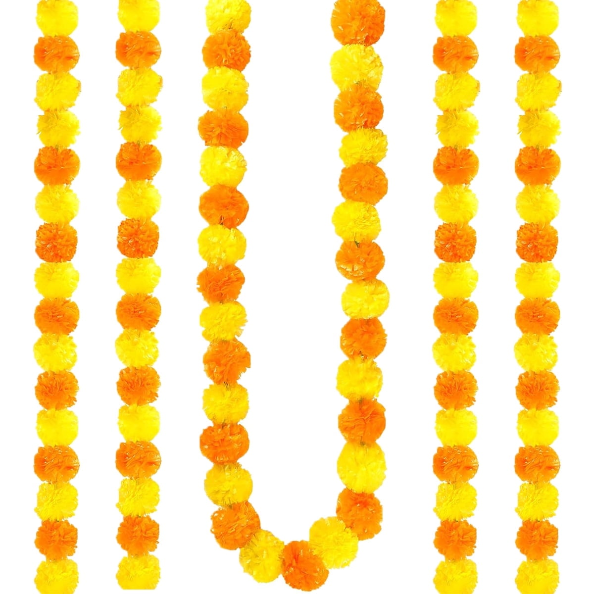4Pcs Marigold Garland,5 ft Diwali Wedding Party Mantle Decoration,Faux Artificial Marigold Flowers,Faux Wedding Garlands,Diwali Decoration,Spring Bush