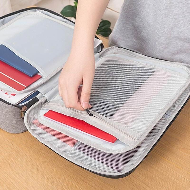 Large Capacity Multi-Layer Document Ticket Storage Bag Certificate File Organize 3 Layers With Lock - Grey 3 Layers With Lock-D1 โ image 5