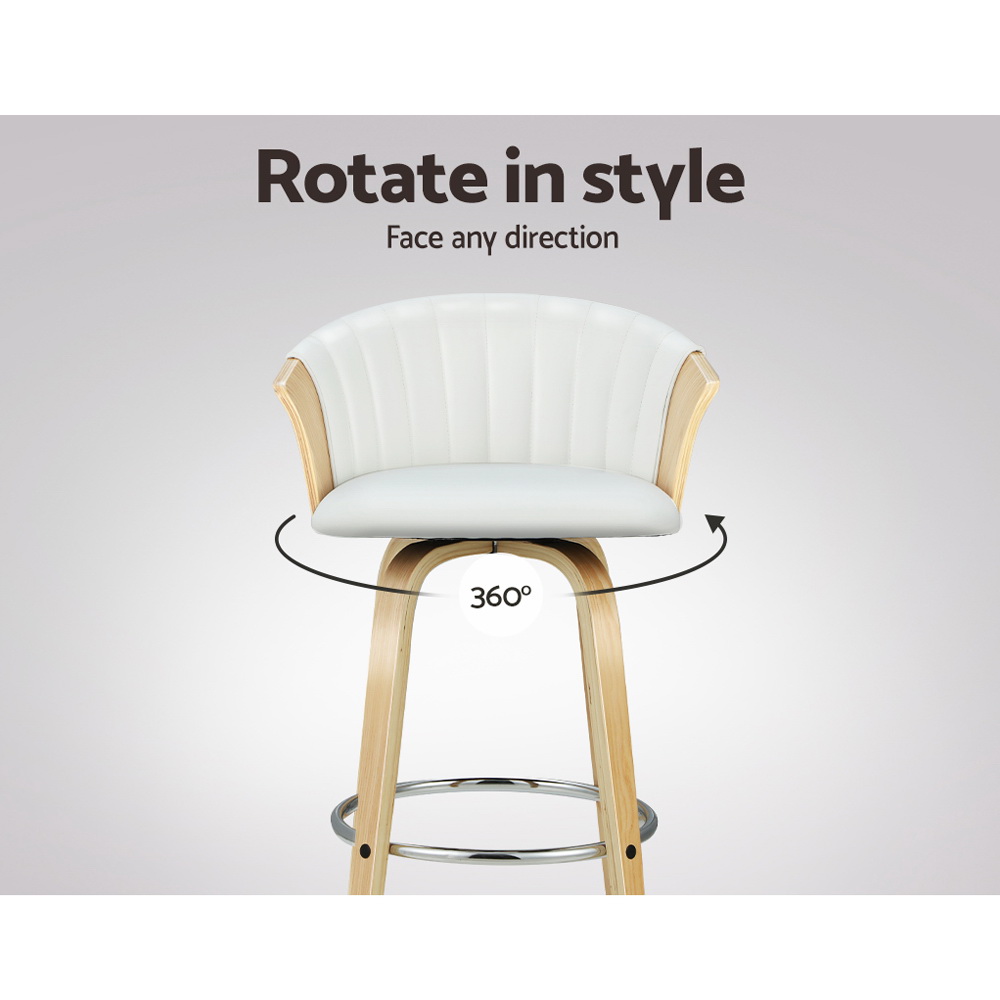 Artiss Bar Stools Kitchen Leather Barstools Swivel Counter Chairs x2 — image 5