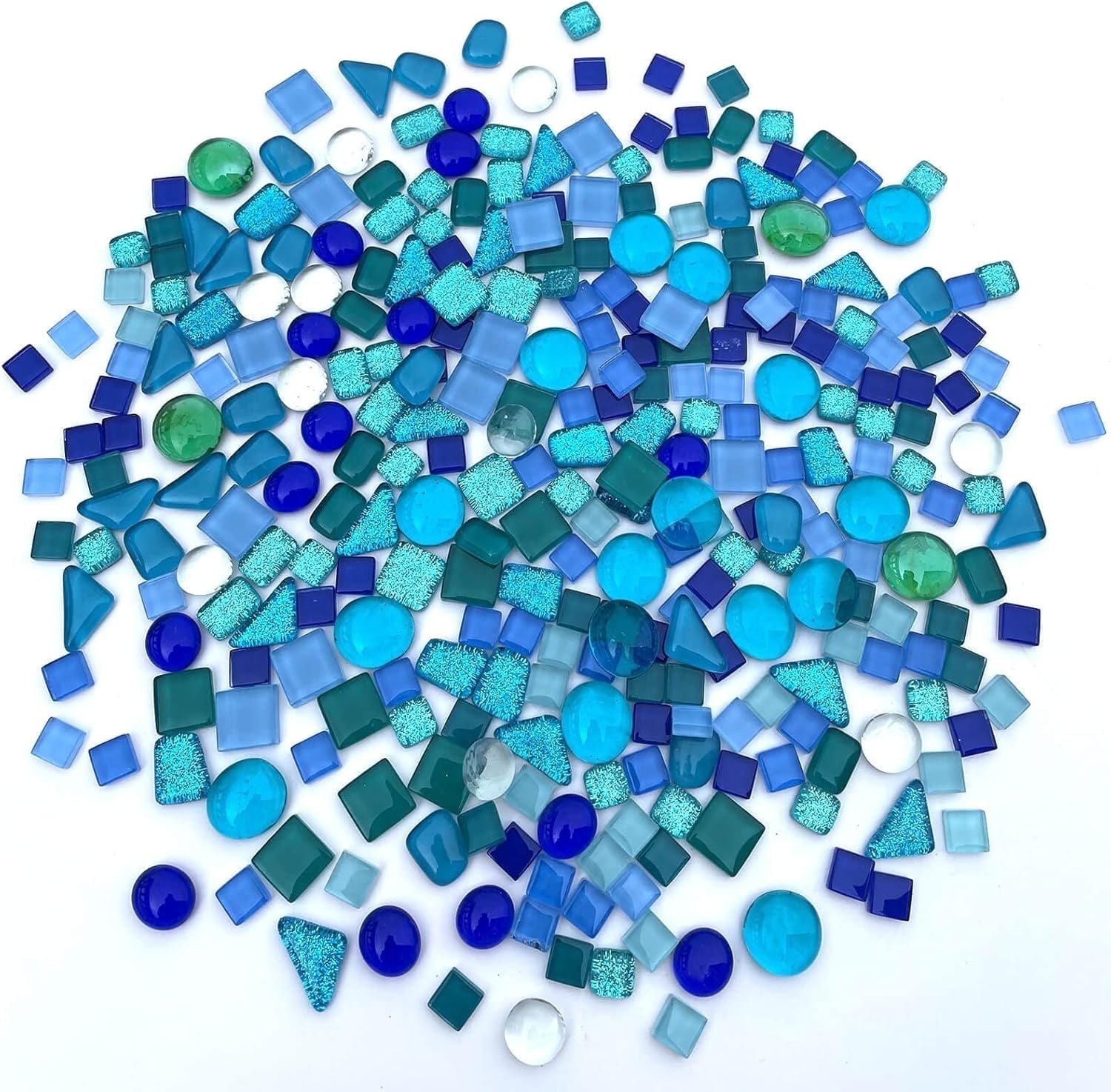 0.55 LB Blue Mixed Irregular Crystal Glass Mosaic Tiles,Blue Mosaic Glass Tiles Pieces Glitter,Tiny Mosaic Tile for Art Crafts,Mosaic Making Projects,Home