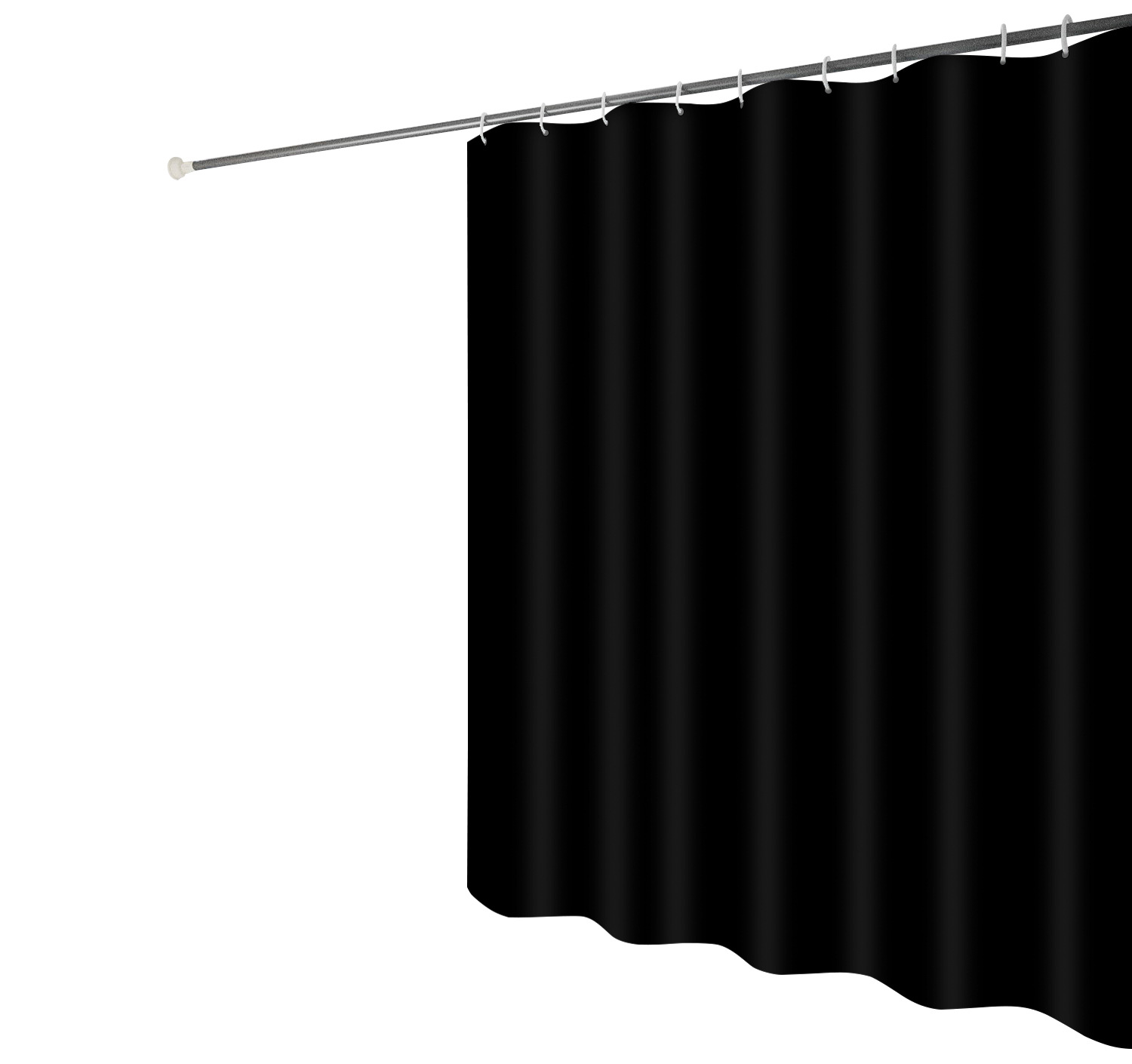Black Shower Curtain Solid Color Waterproof Mildew Resistant Shower Cu — image 2
