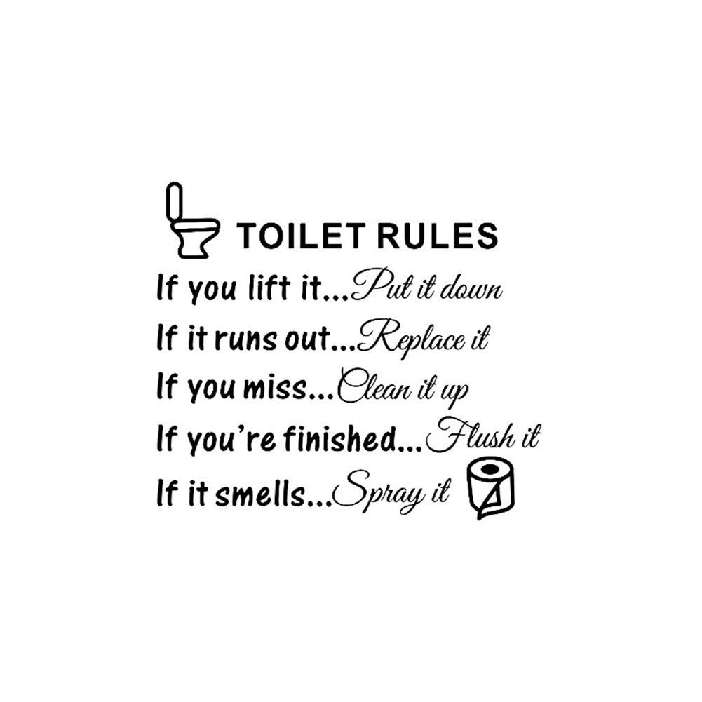 Removable Toilet Rules Wall Quotes Stickers Washroom Bathroom Decals WC Sign Vinyl Art Decor for Kids Living Room Home Decorations