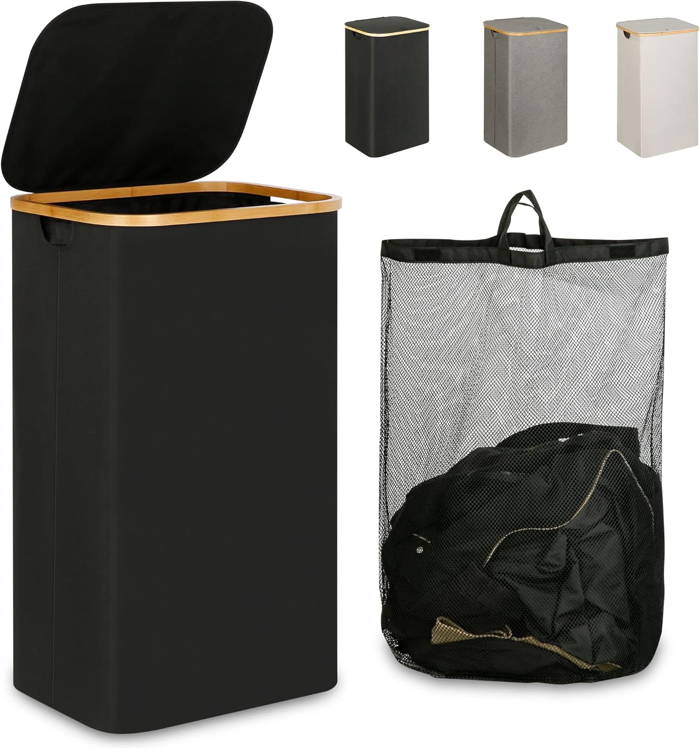 Laundry Hamper with Lid - Waterproof Freestanding Laundry Basket with Removable Liner Bag, Collapsible 110L Large Clothes Storage Laundry Bin with Easy Carry