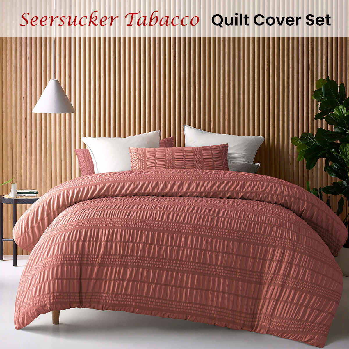 Accessorize Seersucker Tobacco Polyester Quilt Cover Set Queen — image 2