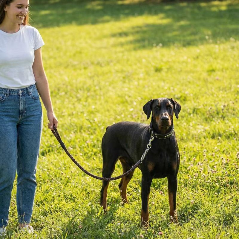 Pet beibei Leather Dog Leash Collar Set Medium Large M pu collar adjustment range (35-45cm) recommended 10.00 kg-20.00 kg Piece — image 2