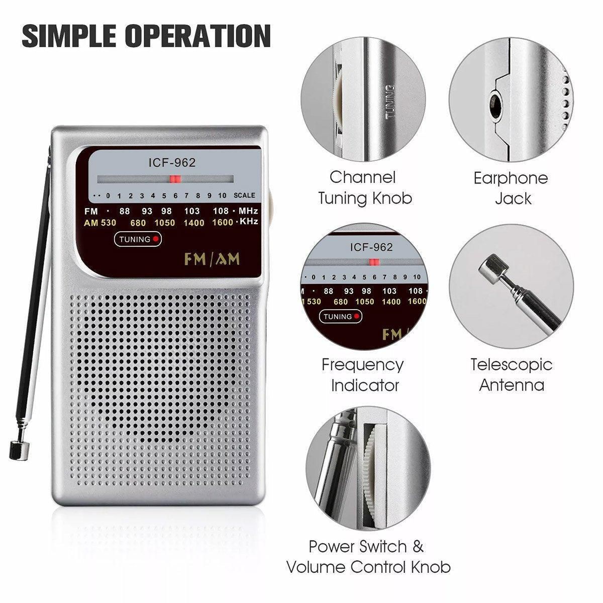 Vintage Retro Portable Radio FM AM Classic Speaker for Home Office Outdoor Use — image 5