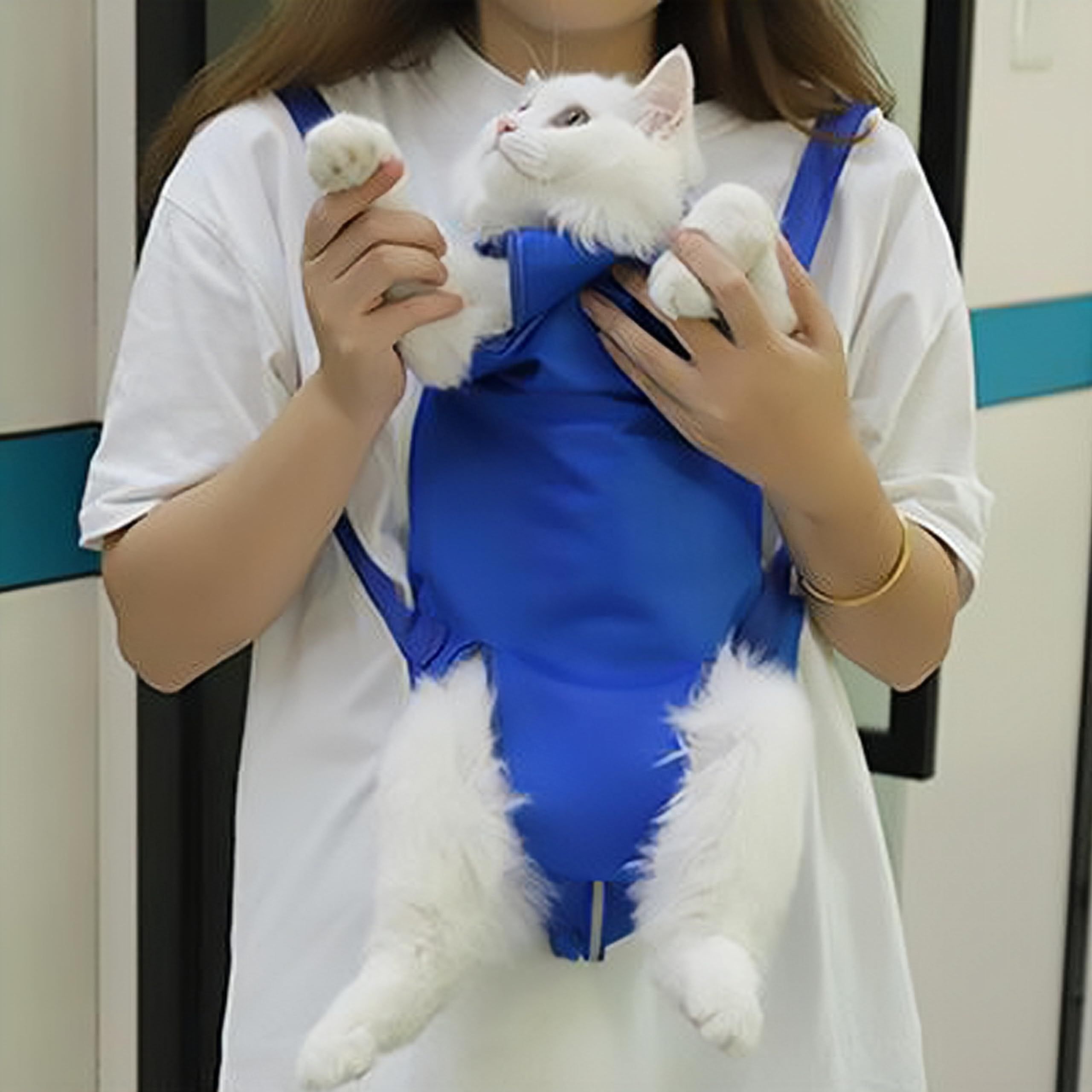 Pet Cat’s Restraint Bag for Claw Care Nail Trimming Anti-Scratching Grooming Bag for Cats Medical Examination(Blue-S) — image 4