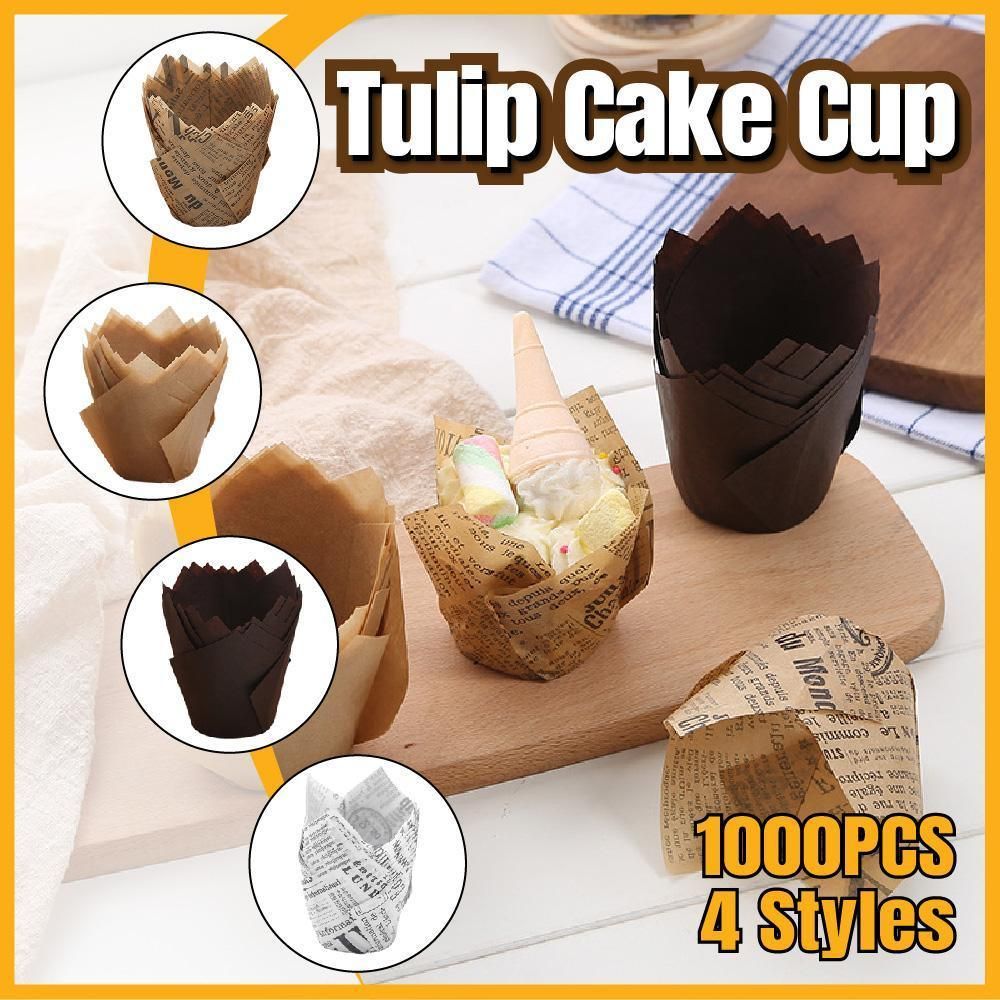 1000PCS Grease-proof Cupcake Liners Muffin Cup Cake Paper Cup Large - Cowhide — image 2