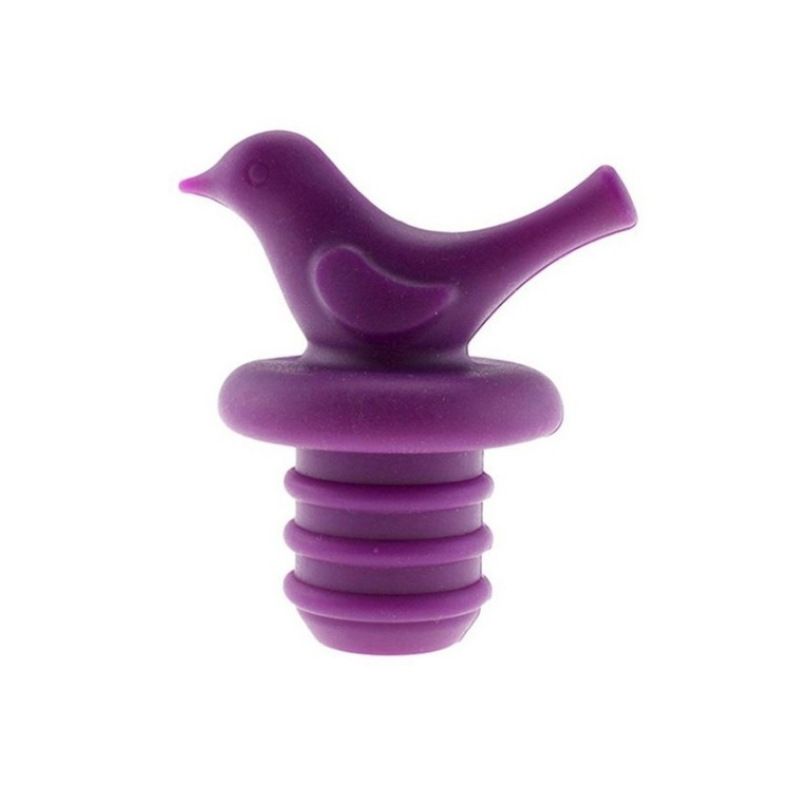 Little Bird Silicone Wine Bottle Stopper Kit, Silicone Bottle Cork Set of 4, Assorted Color Green Blue Pink and Purple — image 4