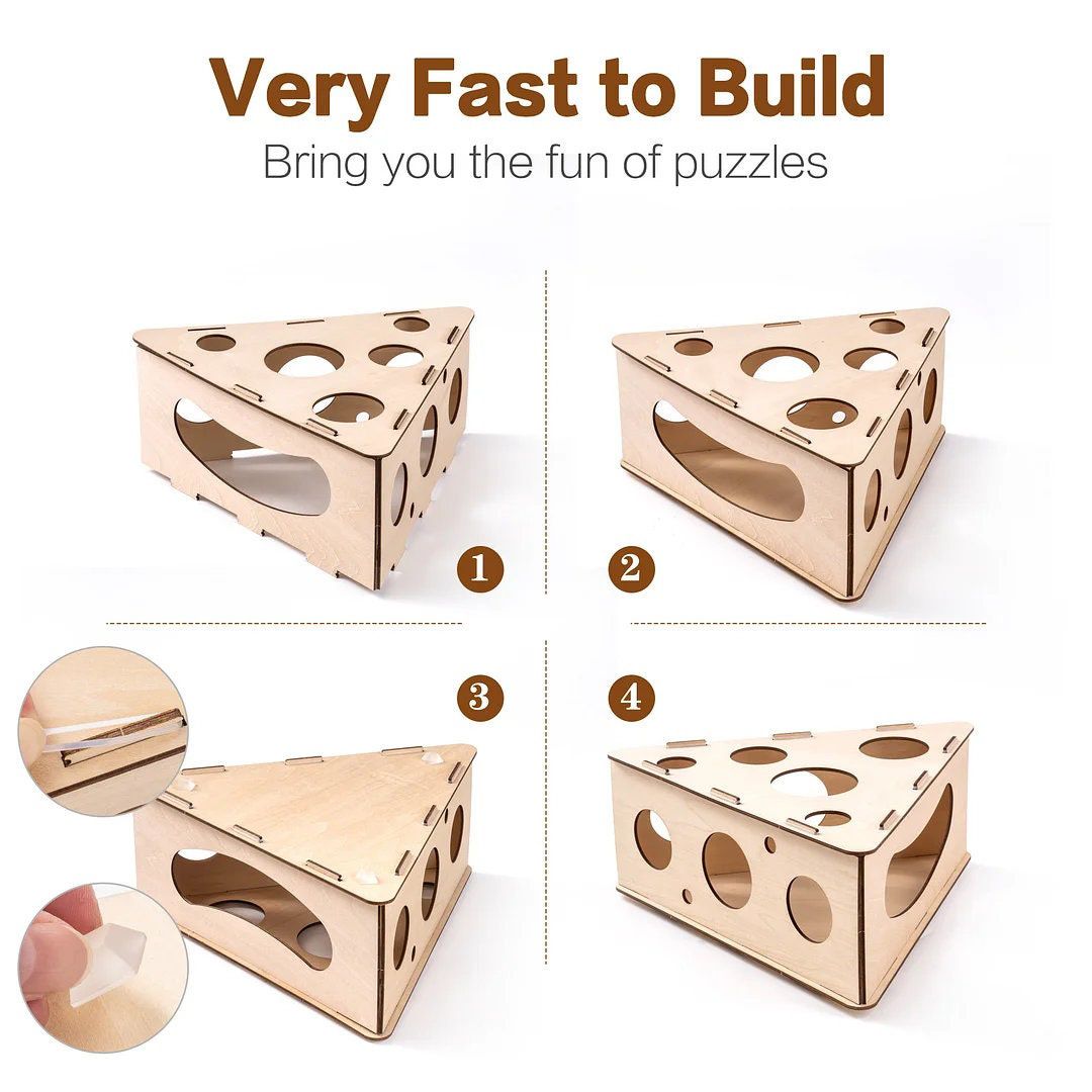 Cat Treat Puzzle | Wooden Kitten Toys | Interactive Treat Maze, Cat Enrichment Toy, Pet Treat Puzzle Box, Wooden Treat Maze — image 3