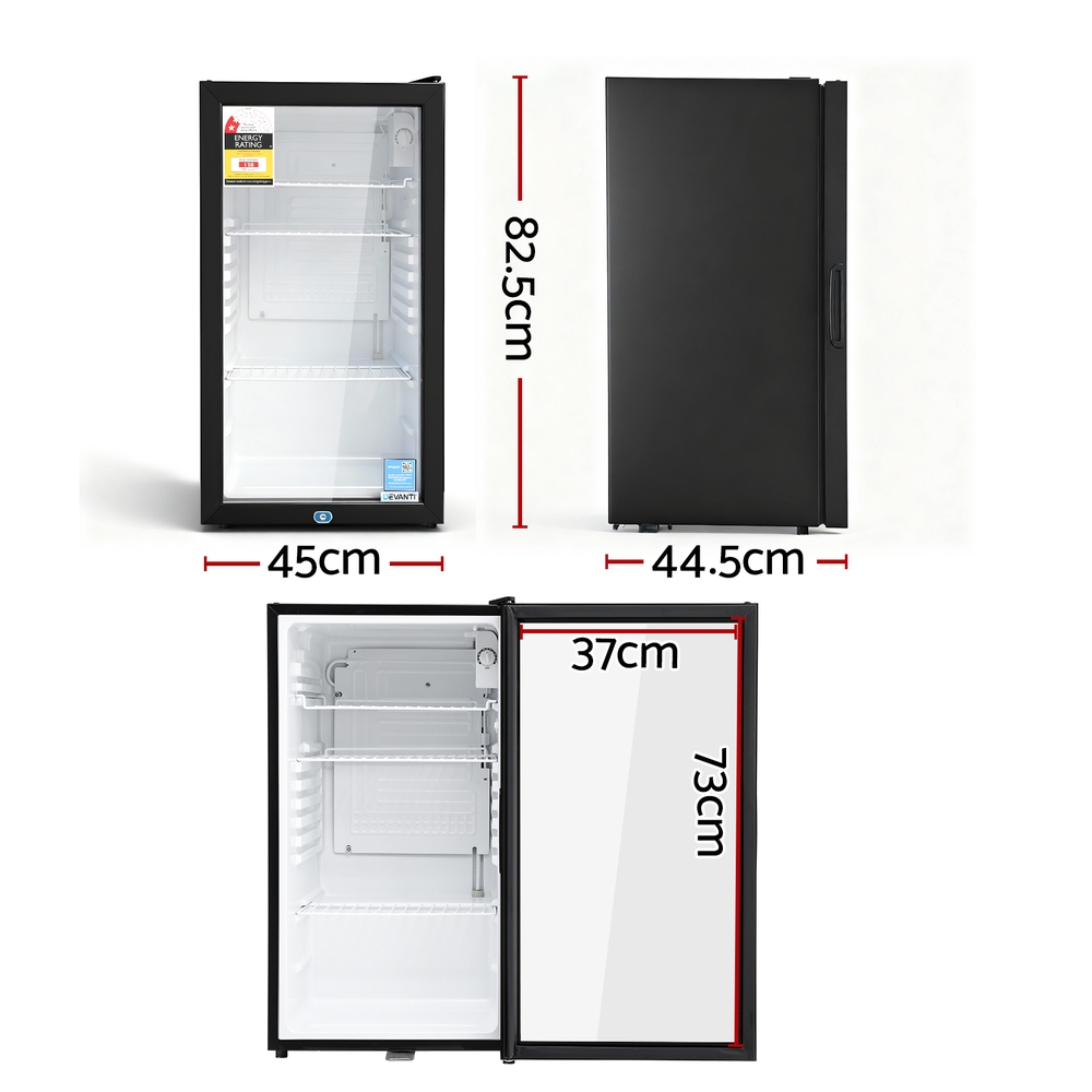 Devanti 78L Bar Fridge Glass Door Mini Fridge Countertop Cooler Black — image 2