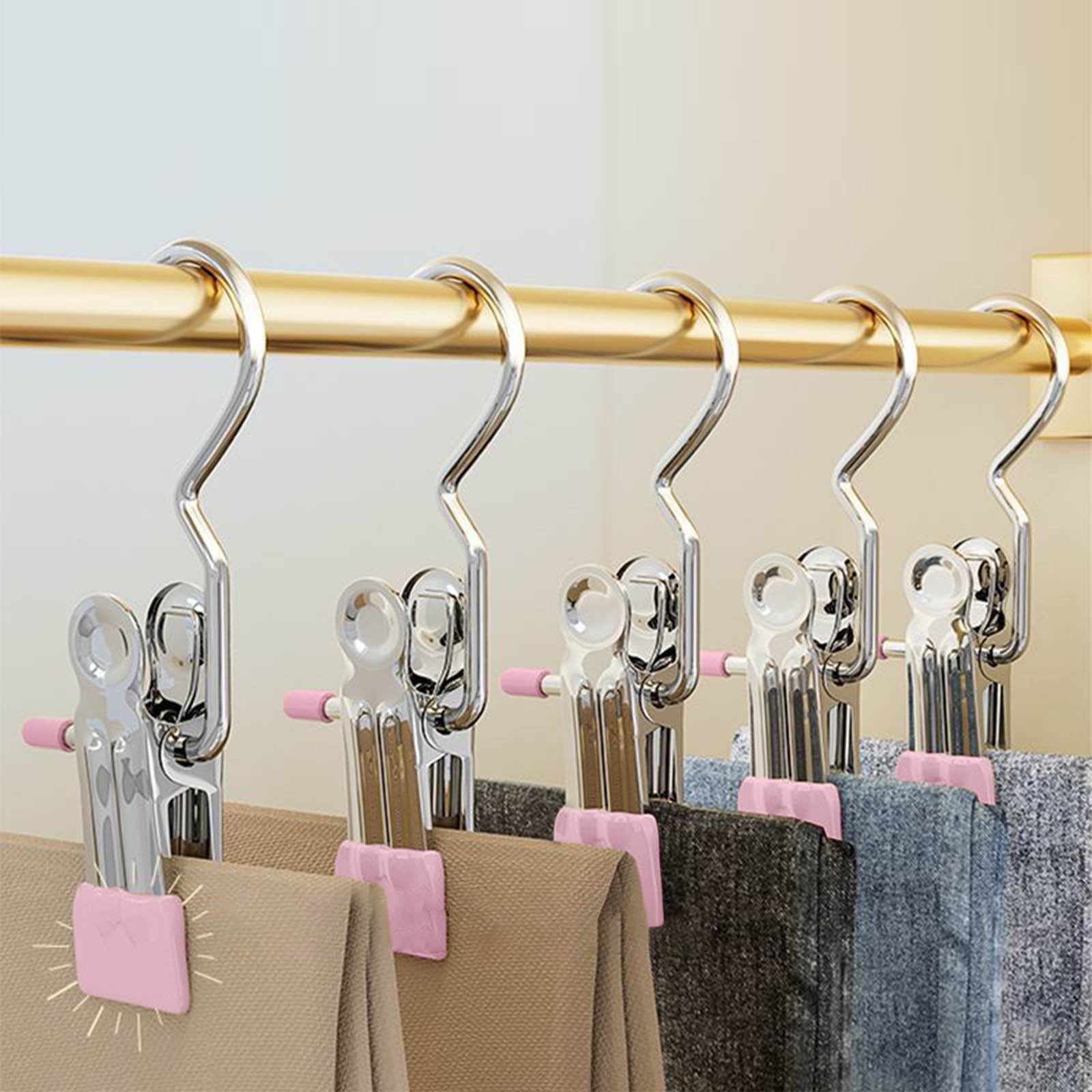 15 Pack Clothes Pins, Hanger Hooks, Stainless Steel Laundry Clips, Travel Hangers, Towel Clips, Legging Organizer for Closet Hanging, Space, Silver ā image 6