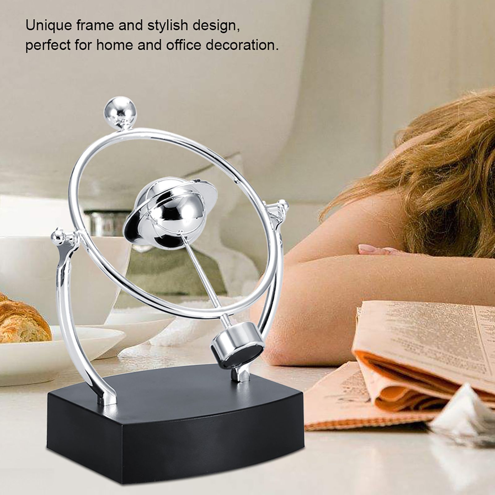 Creative Revolving Gadget Perpetual Motion Desk Office Decor Physics Science Art Toy — image 5