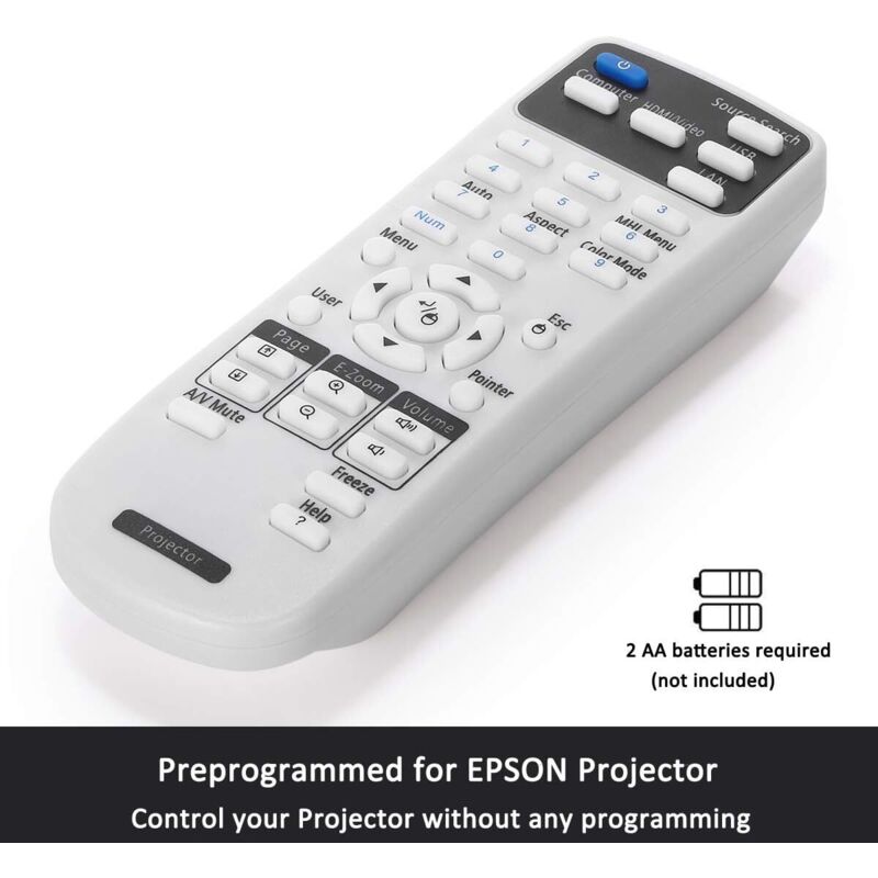 Epson Projector Remote Control Compatible with EB S02 S02H S11 S110 S11H S12 W01 W02 W12 X02 X11 X11H X12 X14 X15 420 425W 430 435W 470 475W 480 485 โ image 4