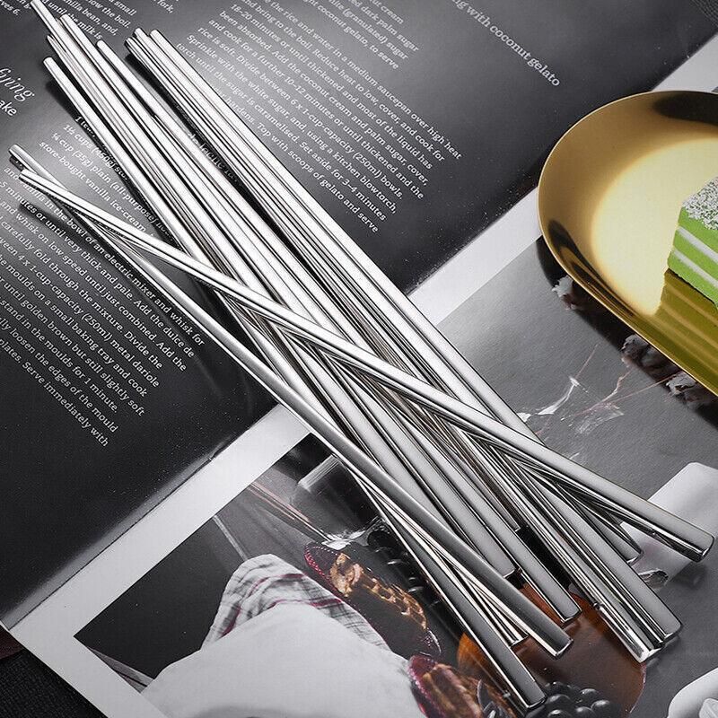 10 Pairs Korean Style Stainless Steel Chopsticks Mirror Polished Reusable — image 4
