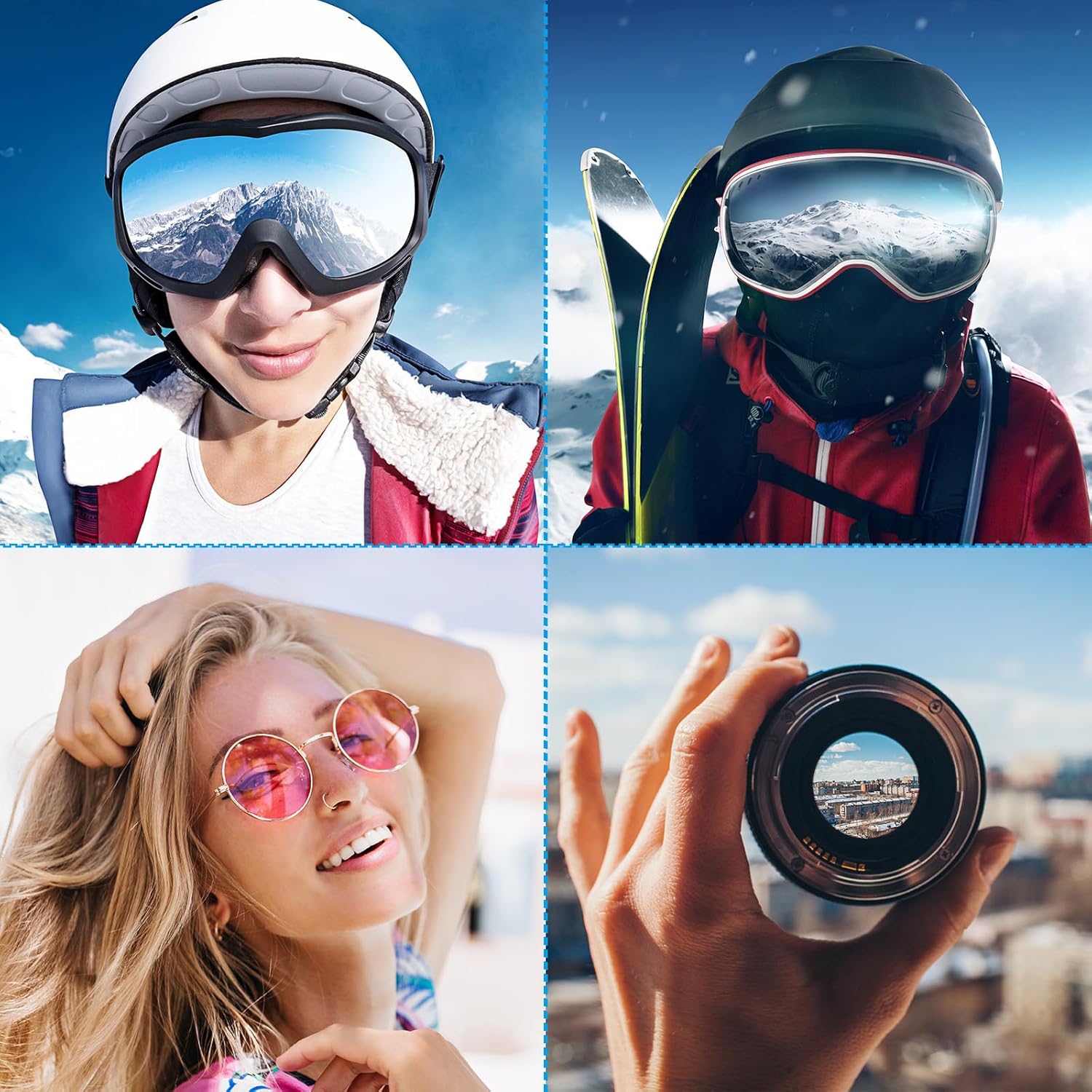 Ski Goggle Bag, Microfiber Snow Goggles Case Cover Soft Storage Sleeve Drawstring Pouch Blue โ image 6