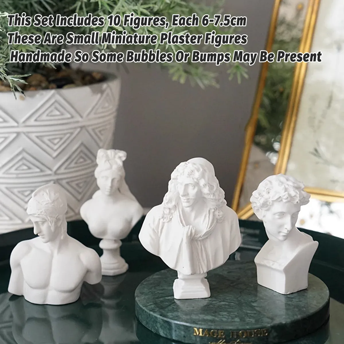 10 Pcs Mini Desktop Decorative Sculptures Resin White Classical Busts — image 4