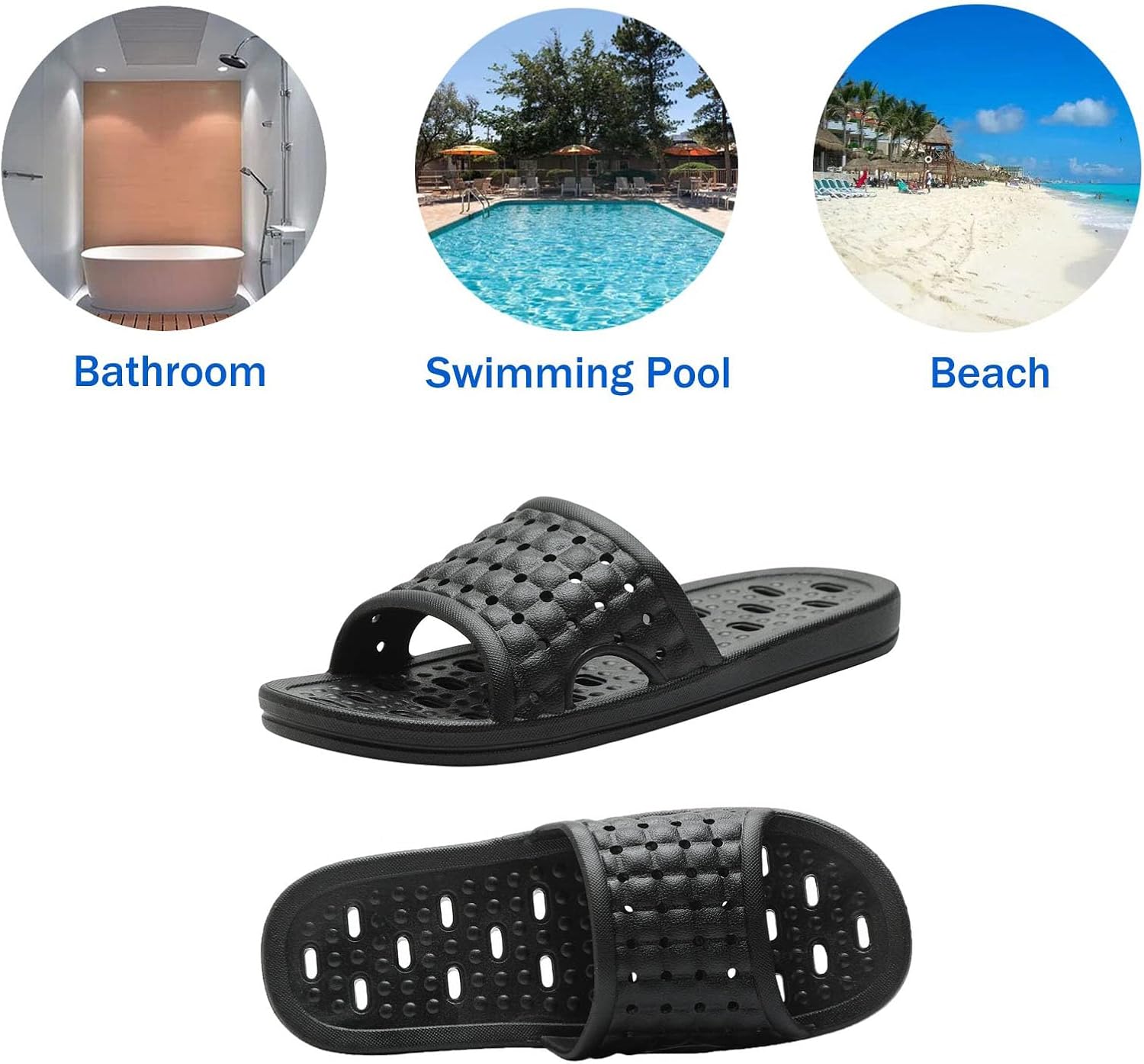 Quick Drying Shower Slippers non-slip Bathroom Slippers Drain Holes Shower Shoes for Women and Men Dorm pool gym โ image 4