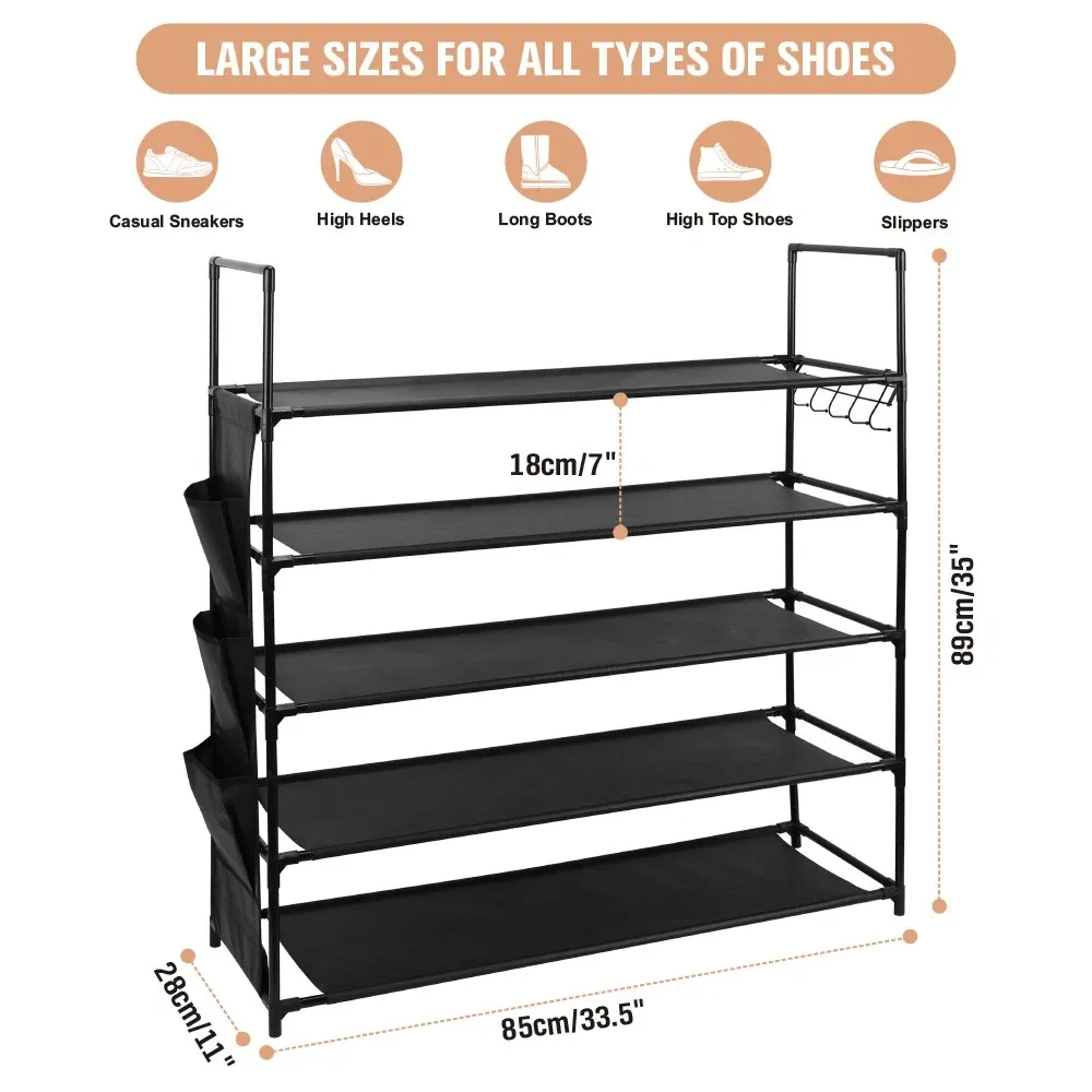 SEDY 5-Tier Shoe Rack Storage Organizer Shelves for 20–25 Pairs Bedroom Garage — image 2