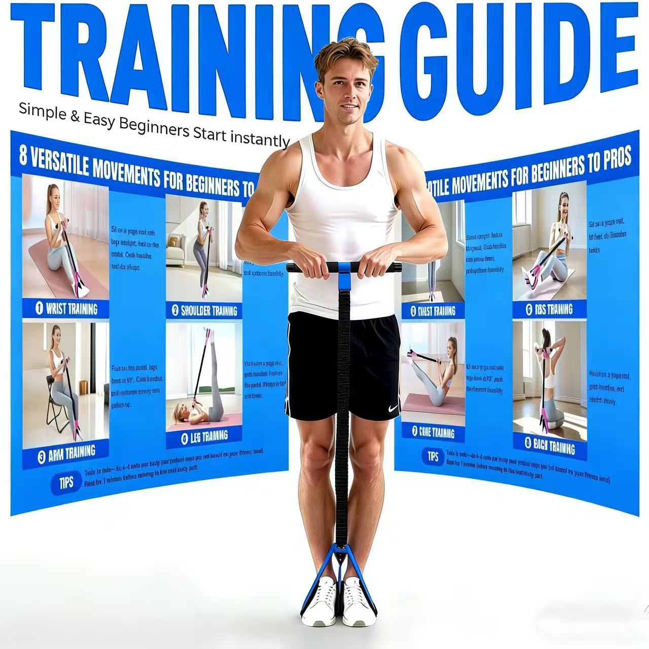 Purple Multifunctional Pedal Resistance Band - Home Fitness Sit-up Assistant with Foot Pedals and Elastic Pull Rope - Full Body Workout Equipment for Abs โ image 4