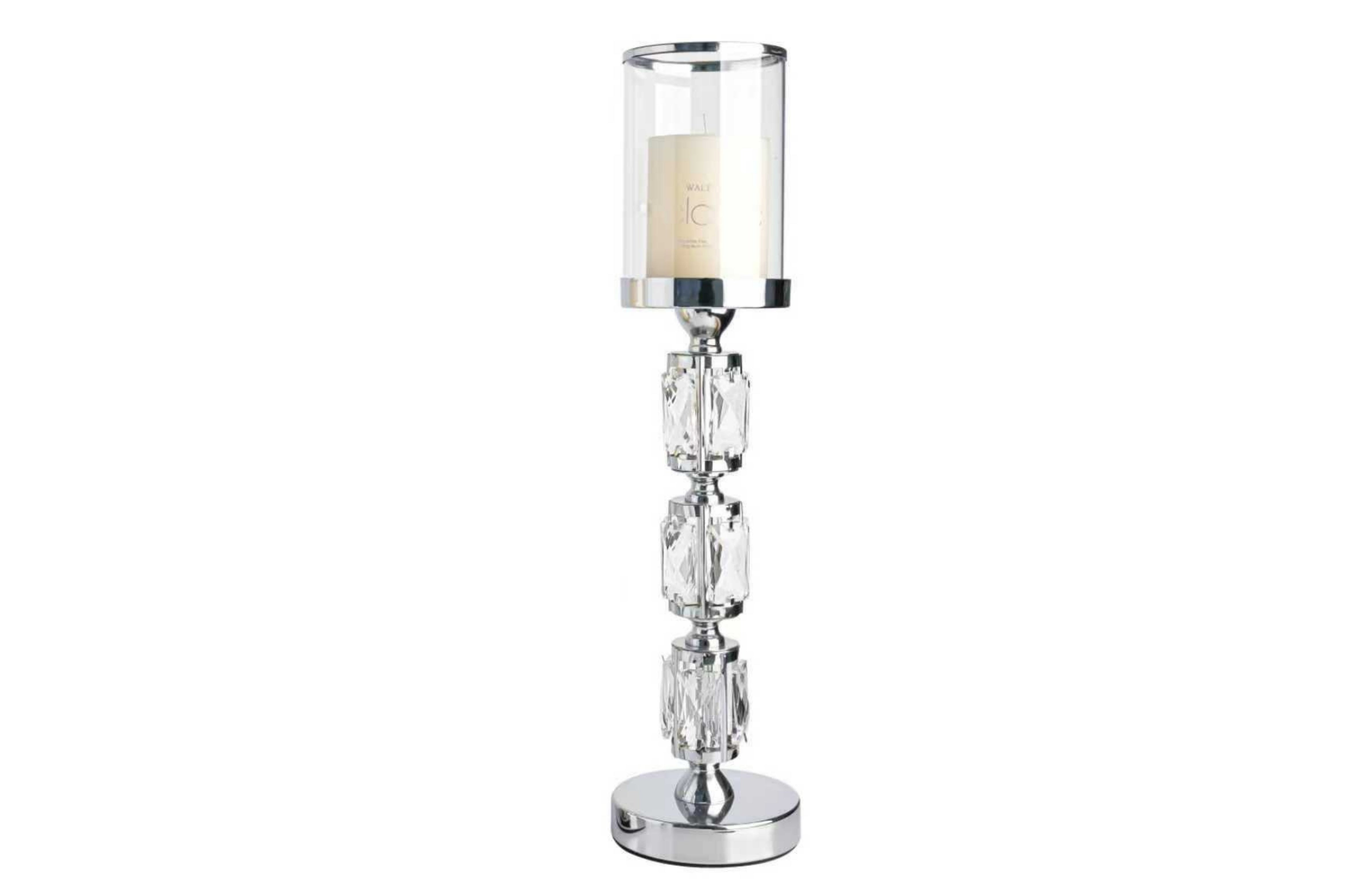 Abode Crystal Candle Holder β Silver - Large