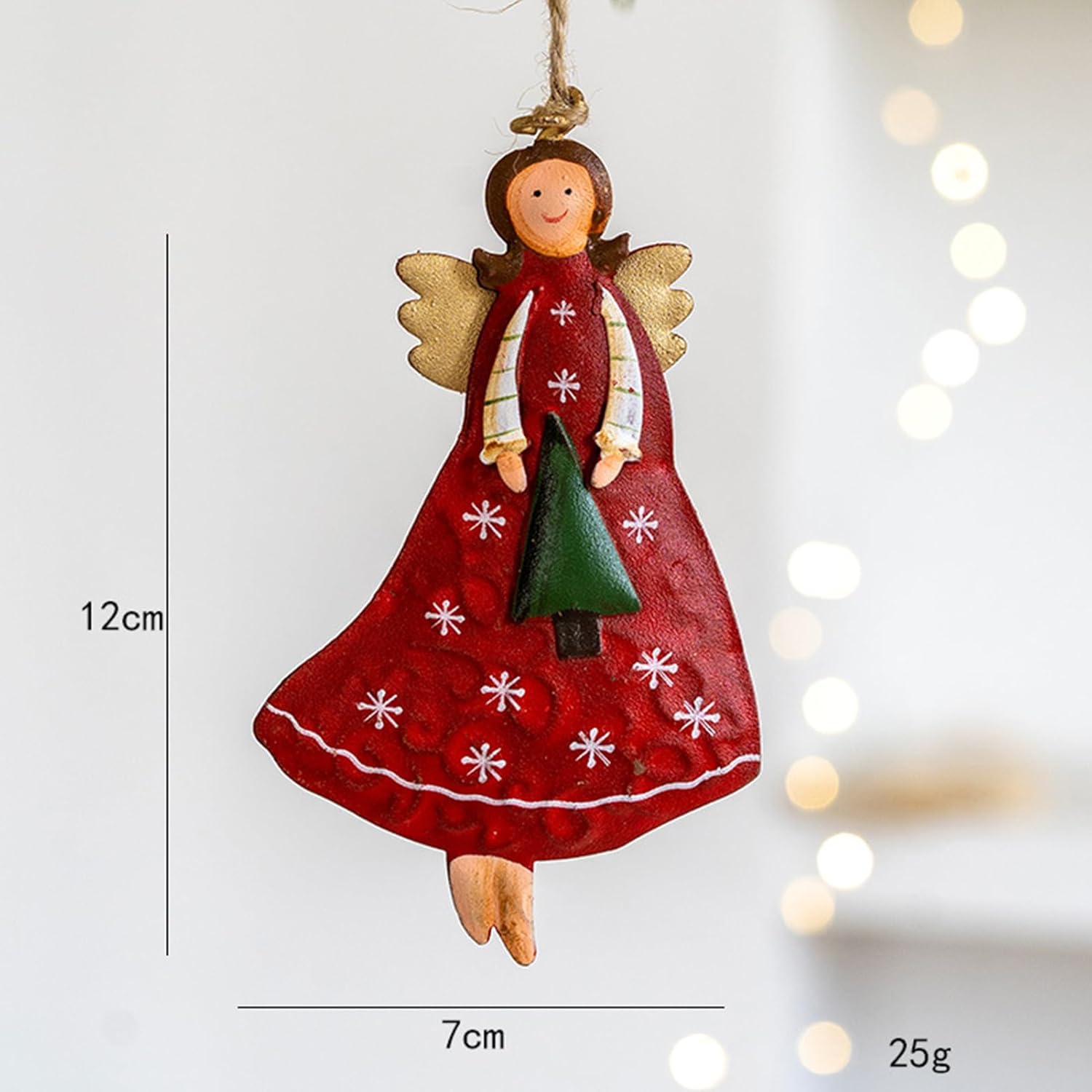 4 Pack Colourful Metal Angel Christmas Hanging Ornaments for Trees, Wreaths, Mantels and Festive Home Decoration — image 5
