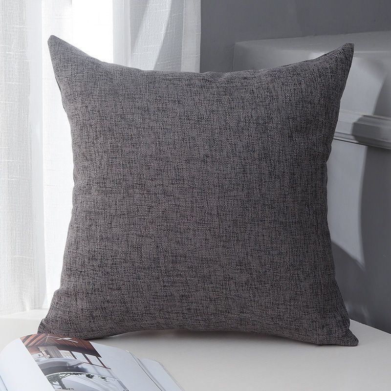 Le Su Cotton Linen Cushion Solid Color with Core 69# dark gray 60X70-Single pillowcase