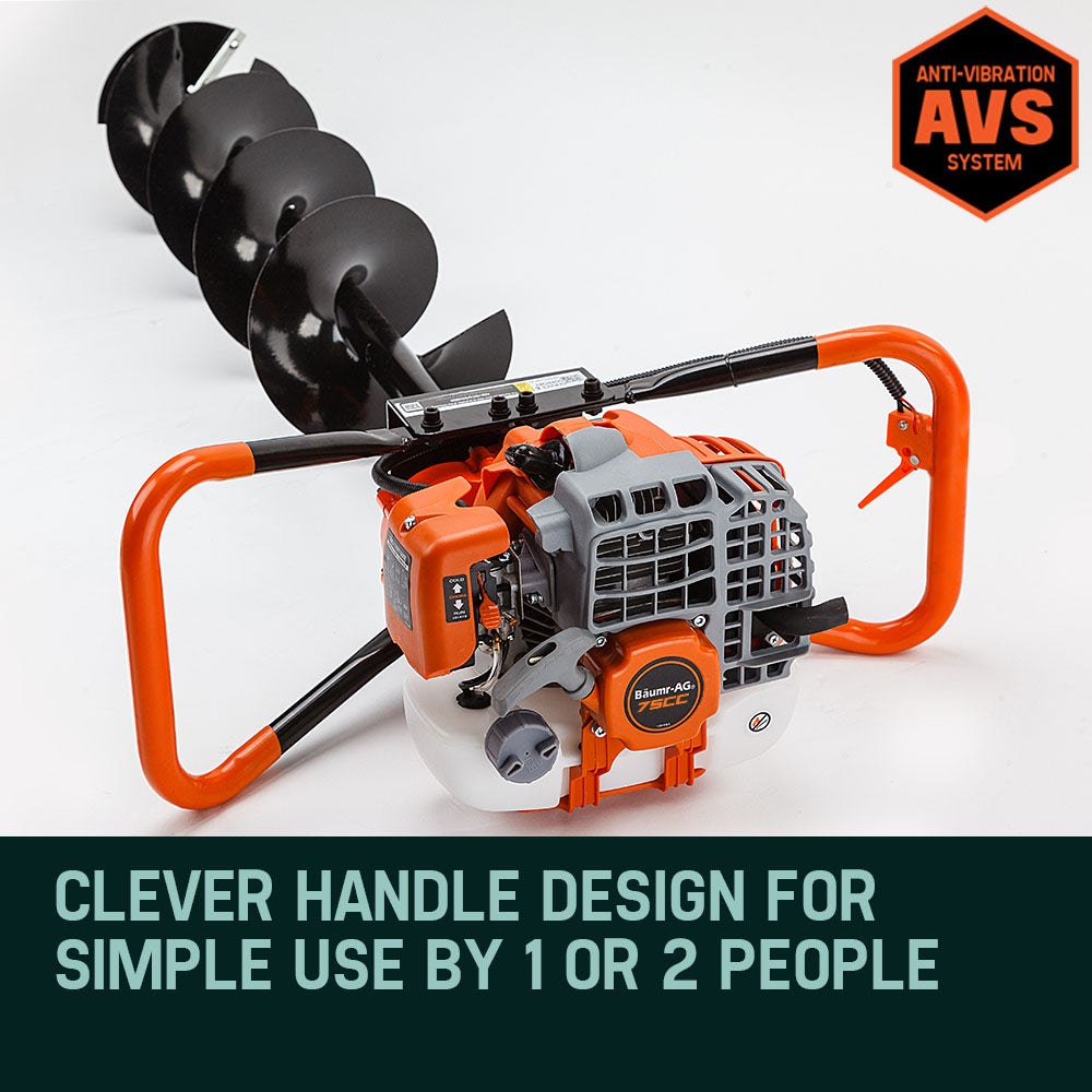 Baumr-AG Post Hole Digger 75CC Posthole Earth Auger Fence Borer Petrol Drill Bit — image 6