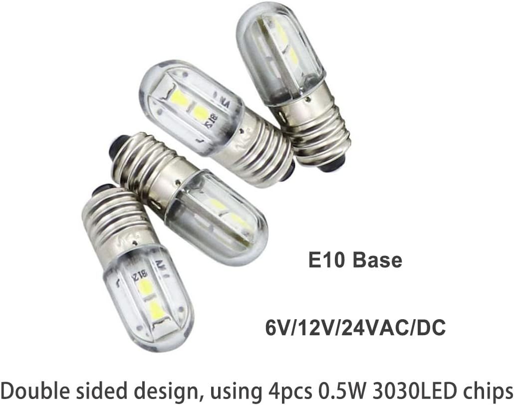 Pack of 10,E10 Led Bulb 120vac Or dc Super Bright 100lumens Indicator Light for Entertainment-Holiday Light Bulbs Warm White Color — image 3