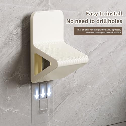 2 Pieces Wall-Mounted Shower Footrest and Shoe Bench for Bathrooms, Foot Washing, Shaving and Space-Saving Storage, Black and White — image 5